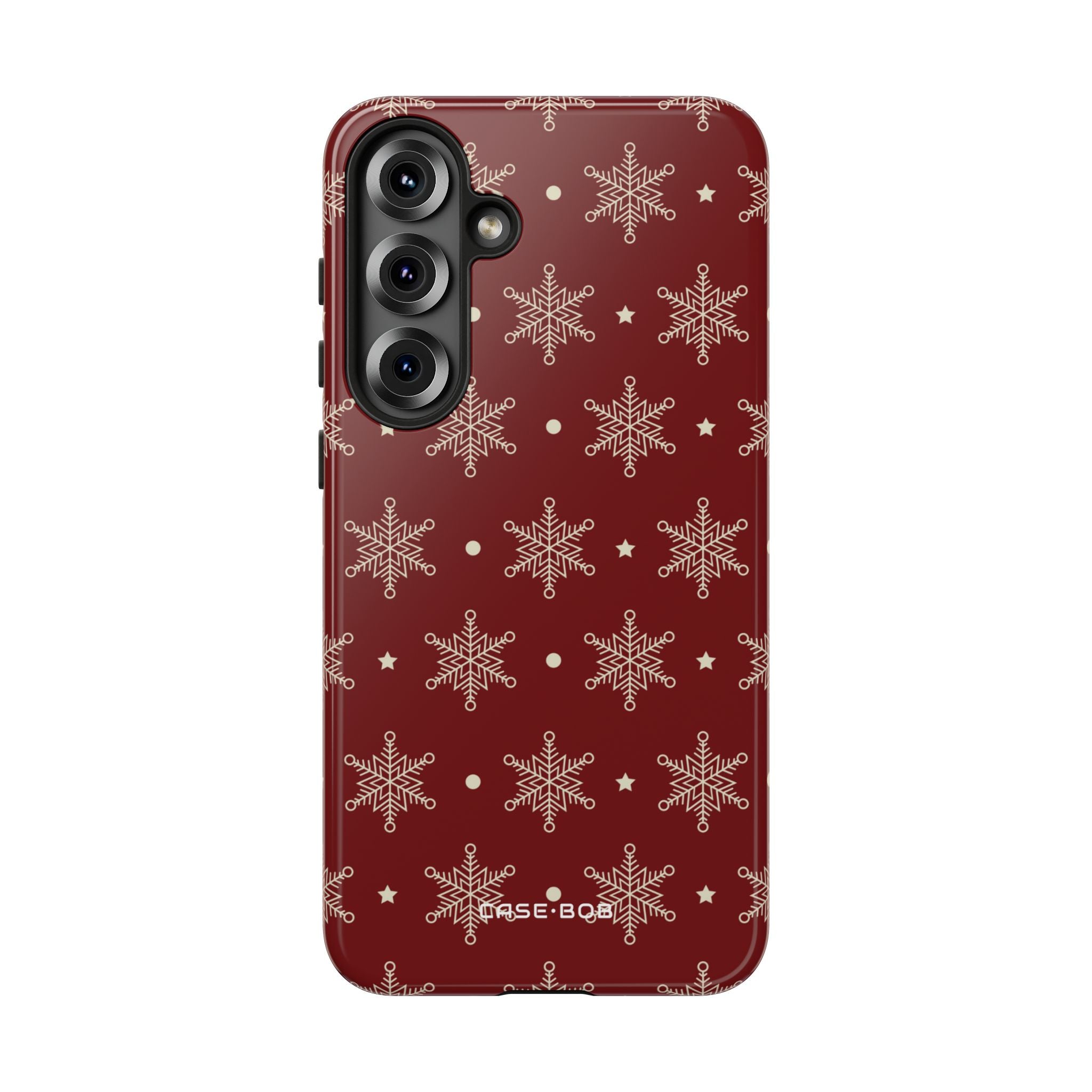 Cream Snowflake Crimson Samsung S25 Plus Case - Tough