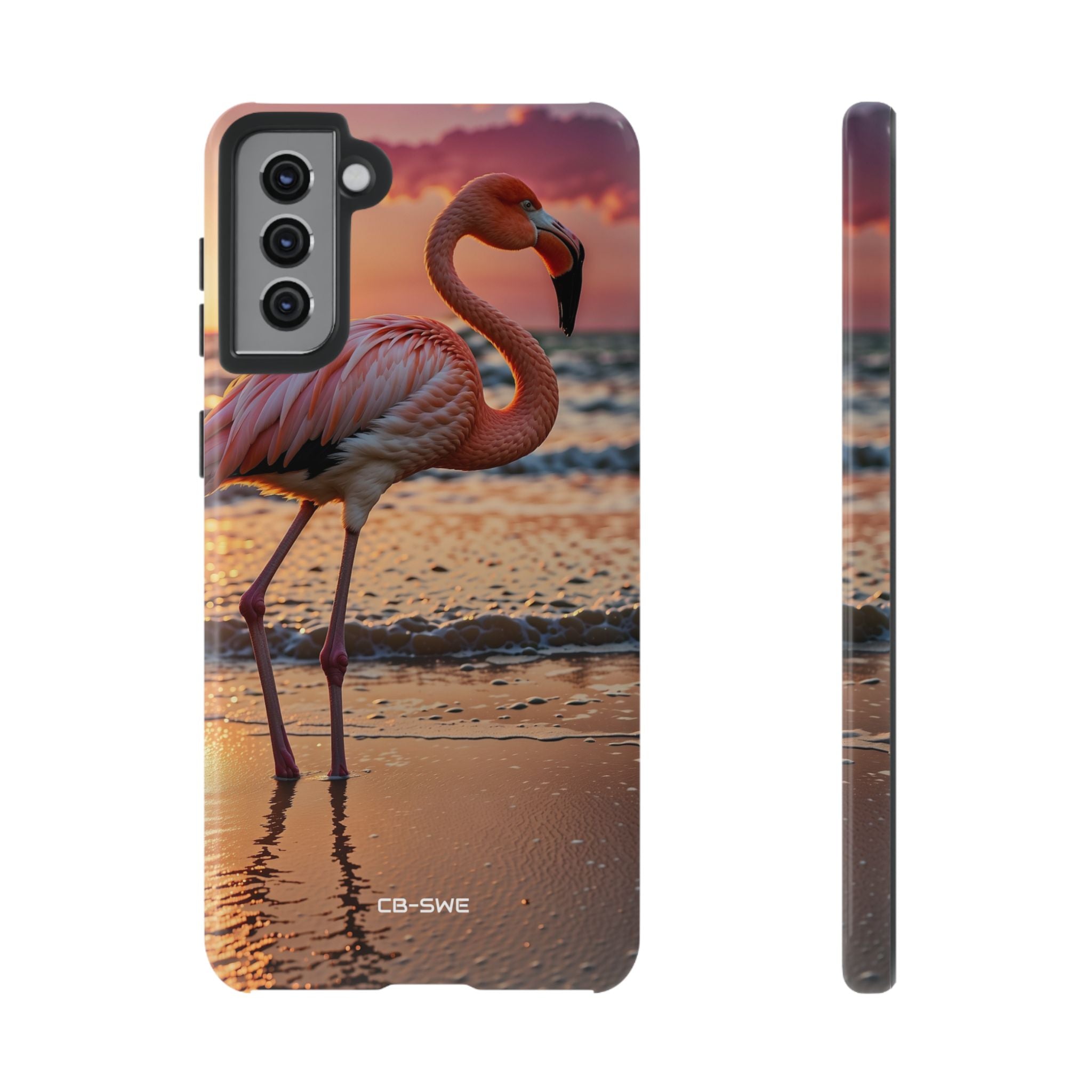 Sunset Flamingo Stand - Samsung Case