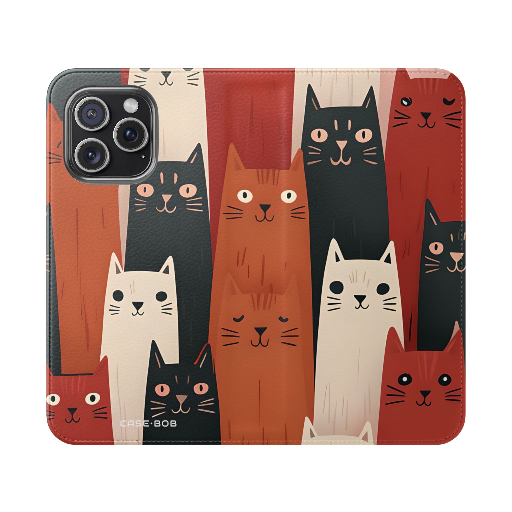 Cat Columns Orange - iPhone 15 Pro Max Case - Wallet