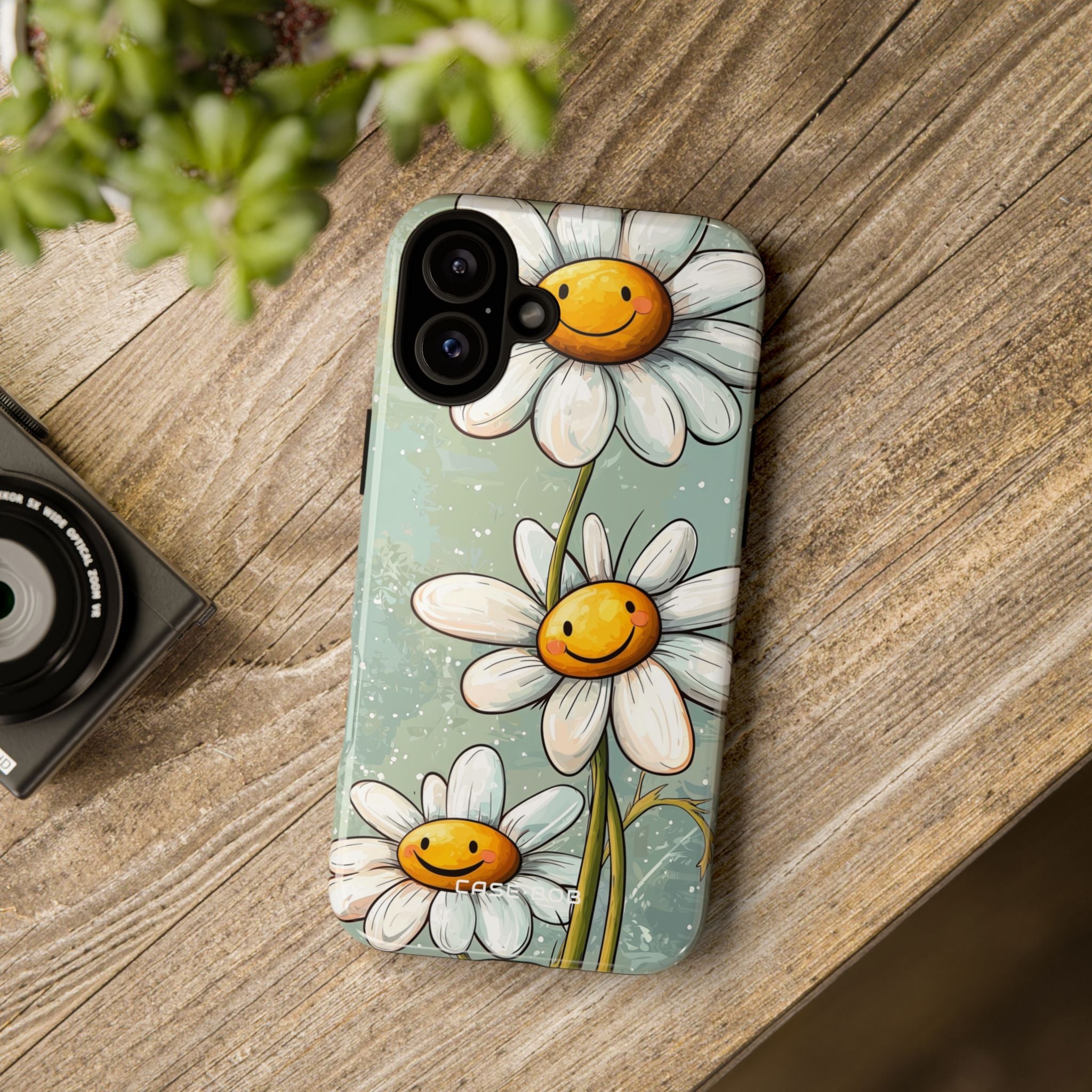 Smiling Daisies Green iPhone 16 Plus Case - Tough
