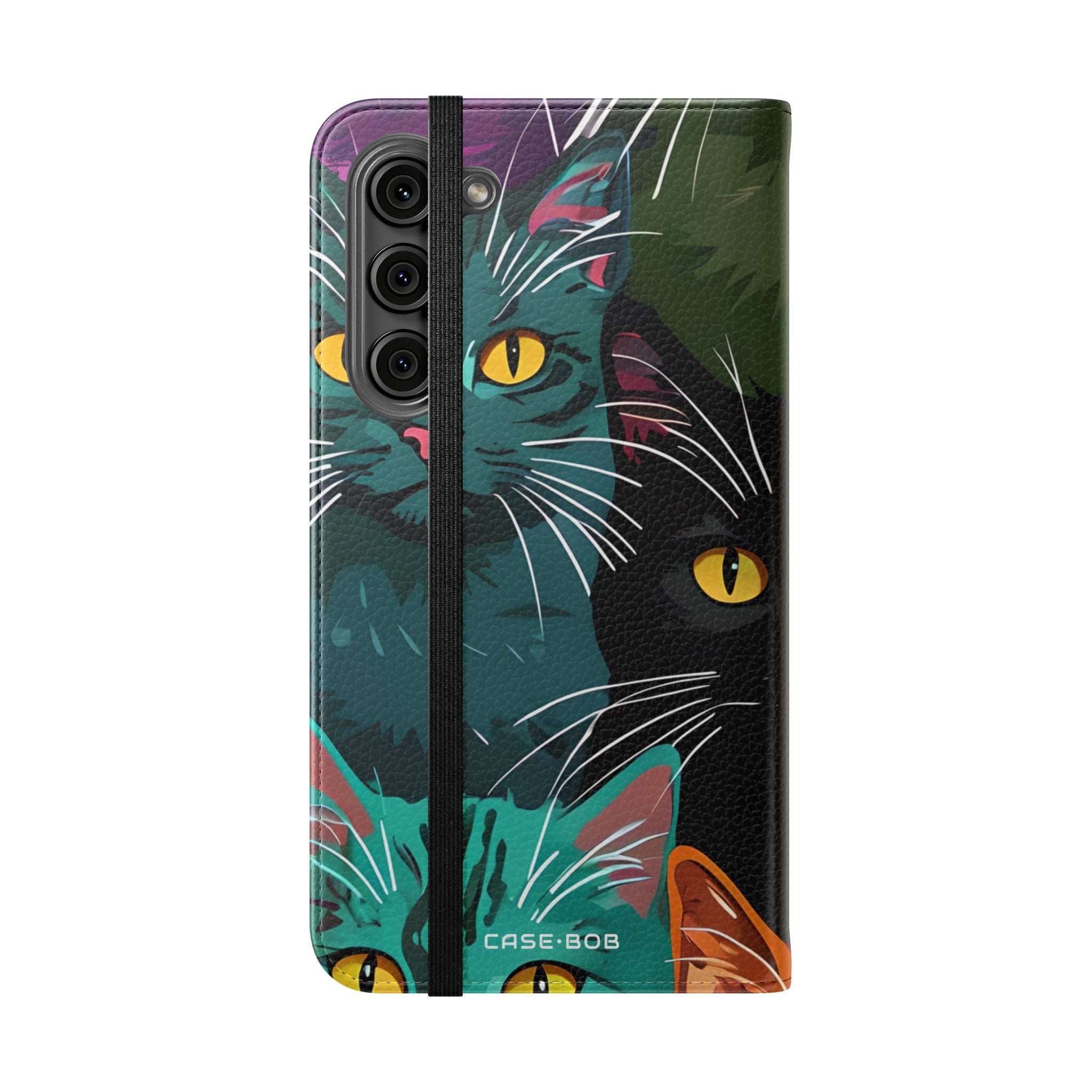 Cat Grid Neon - Samsung S23+ Case - Wallet