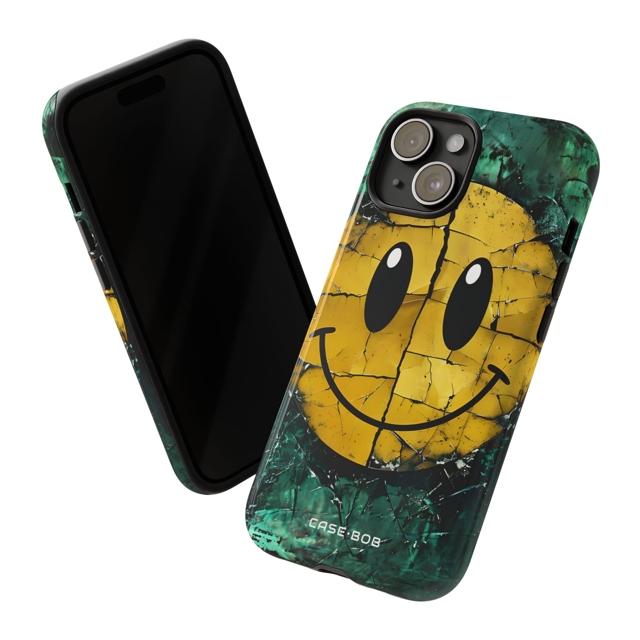 Cracked Smiley iPhone 15 Case - Tough