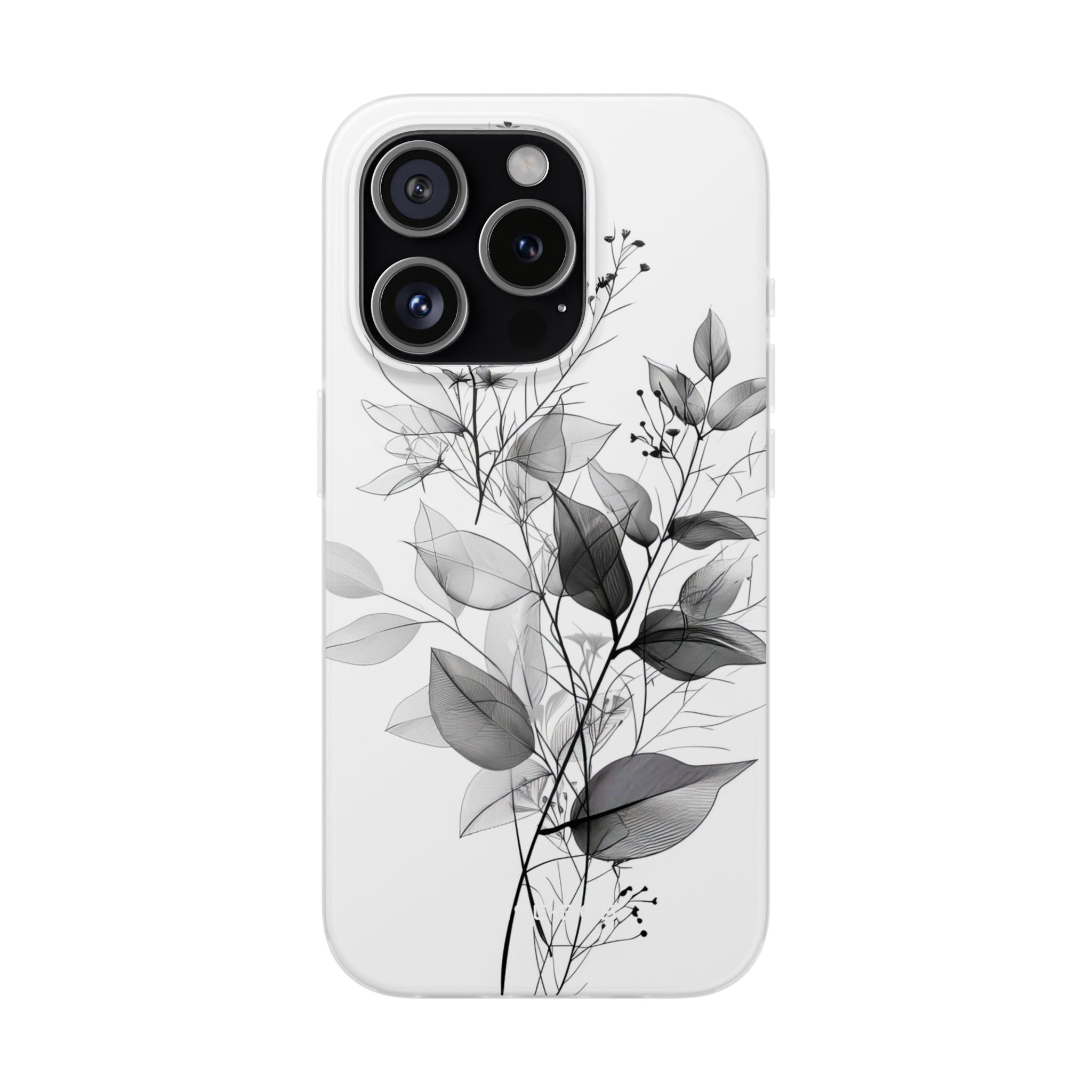 Veined Leaves Gray iPhone 15 Pro Case - Soft