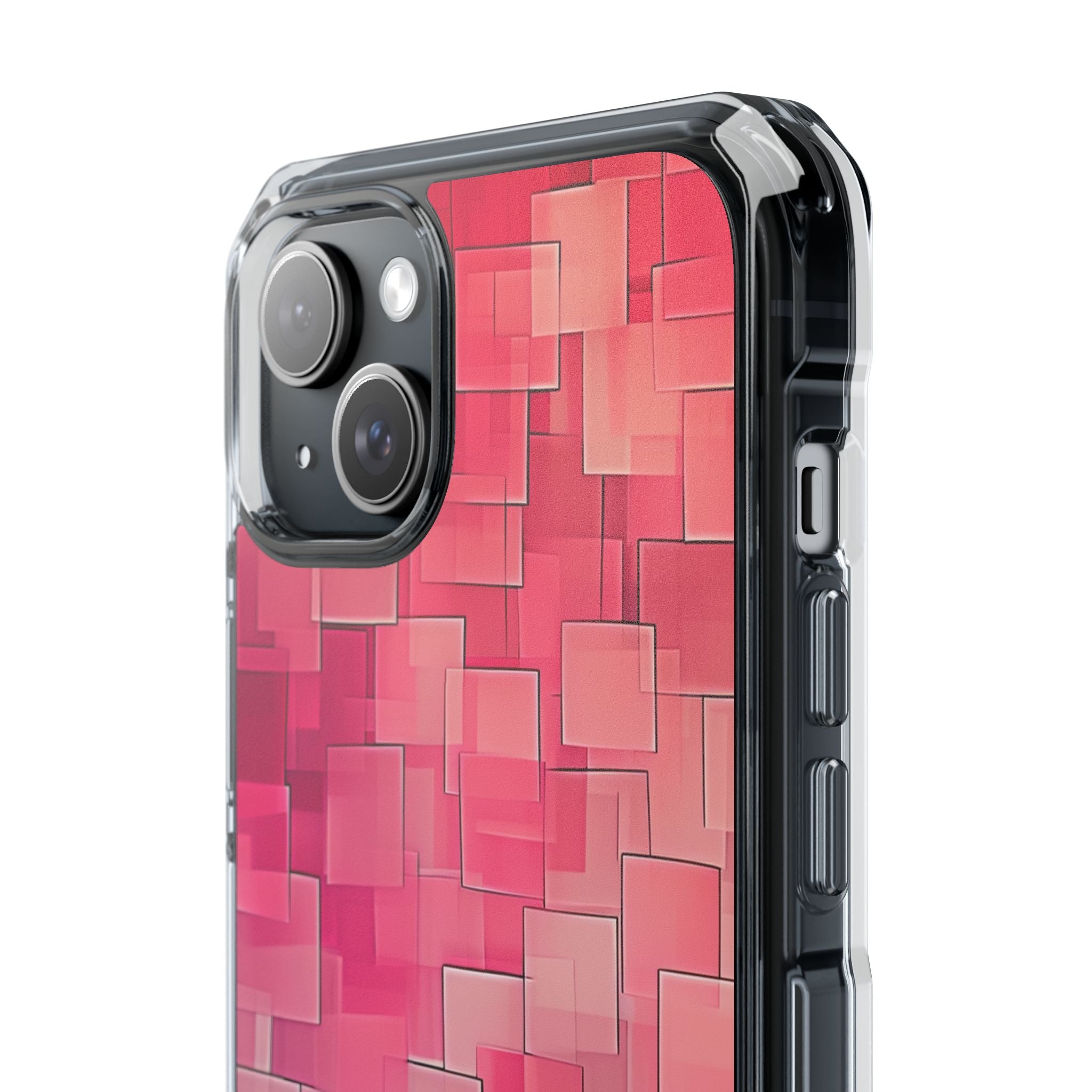 Layered Pink Geometry iPhone 15 - Impact Clear+