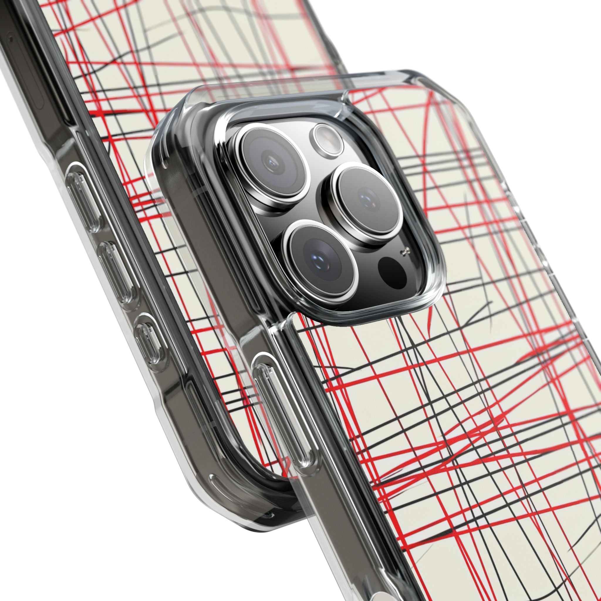 Crimson Wire Tangle iPhone 16 - Impact Clear+