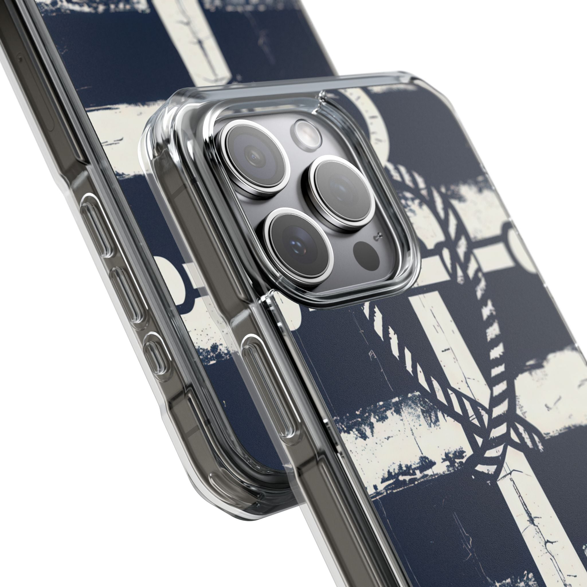 Navy Anchor Stripes iPhone 15 - Impact Clear+