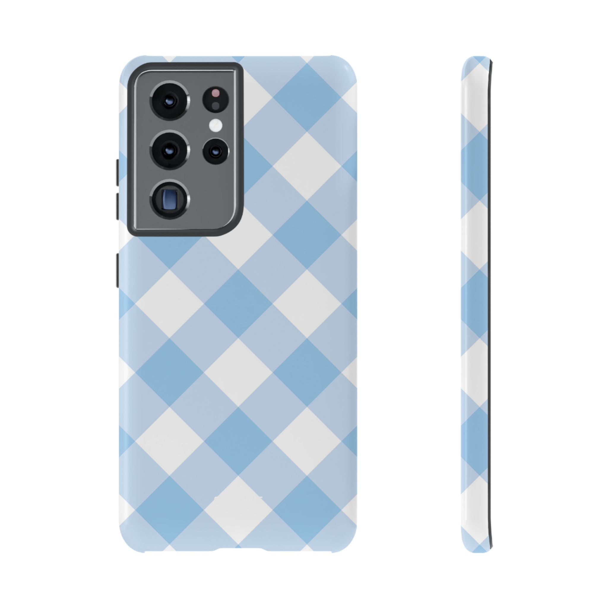 Soft Blue Gingham Elegance - Samsung Case