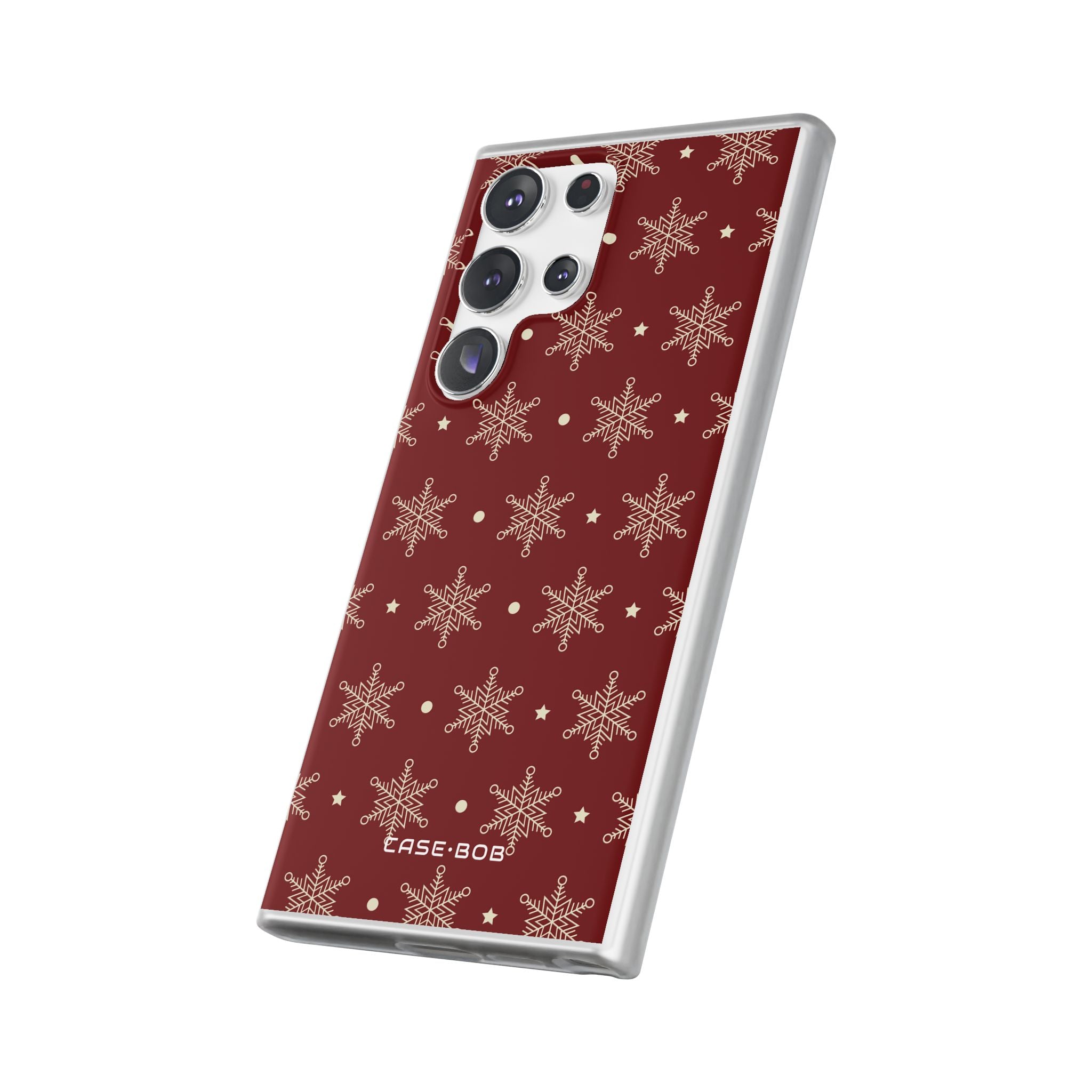 Cream Snowflake Crimson Samsung S23 Ultra Case - Soft