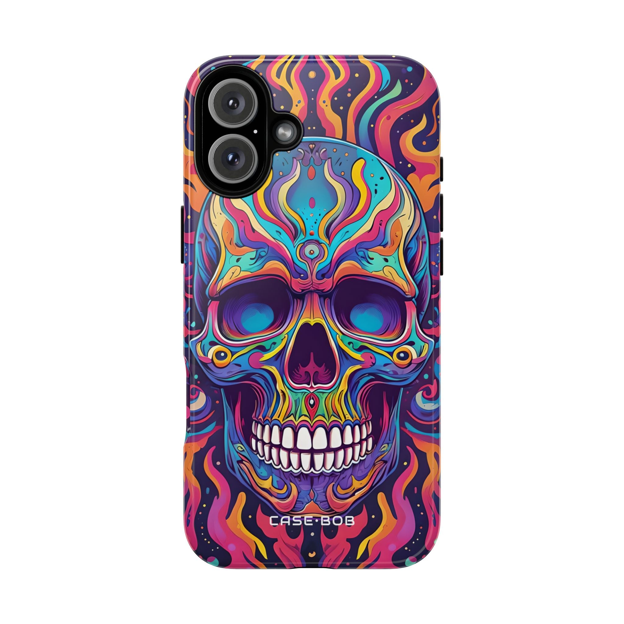 Neon Skull Flame iPhone 16 Plus Case - Tough