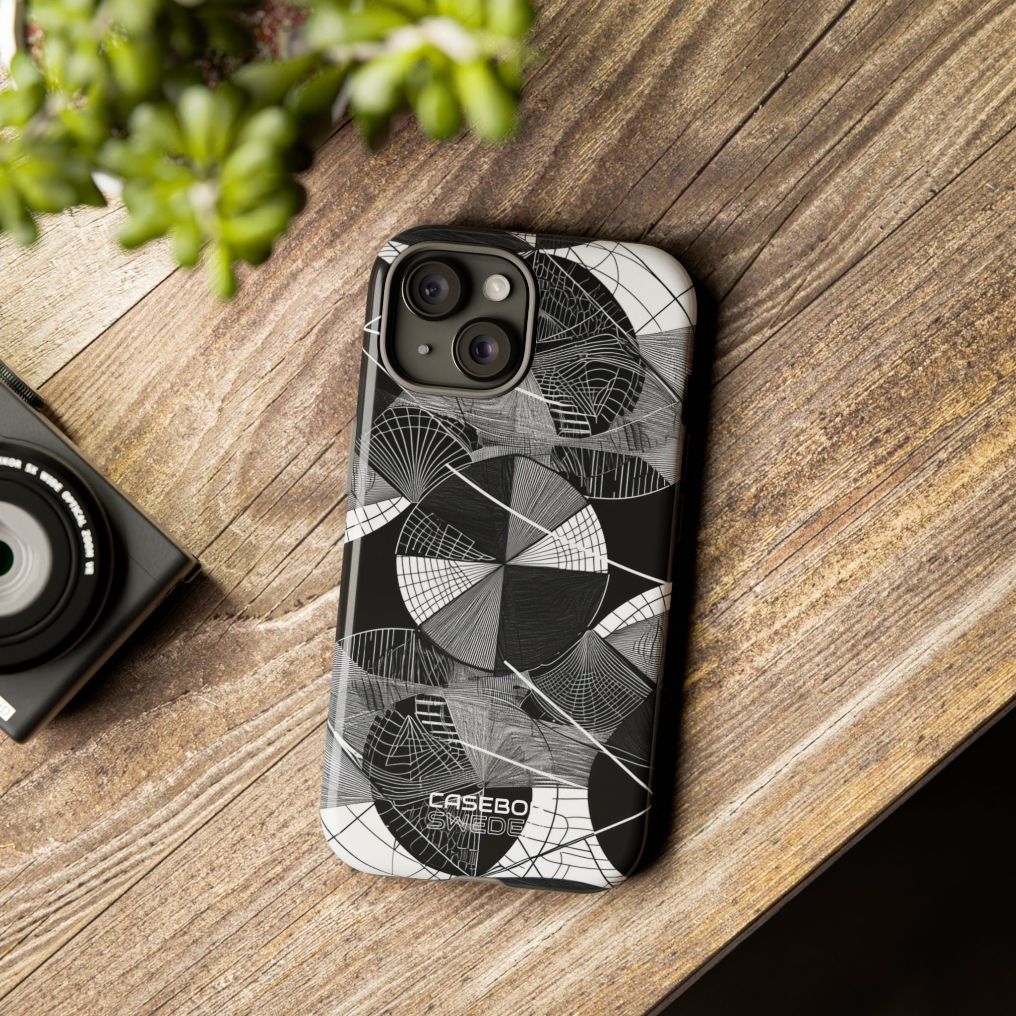 Labirinto a cerchi monocromatico iPhone 15 - Tough