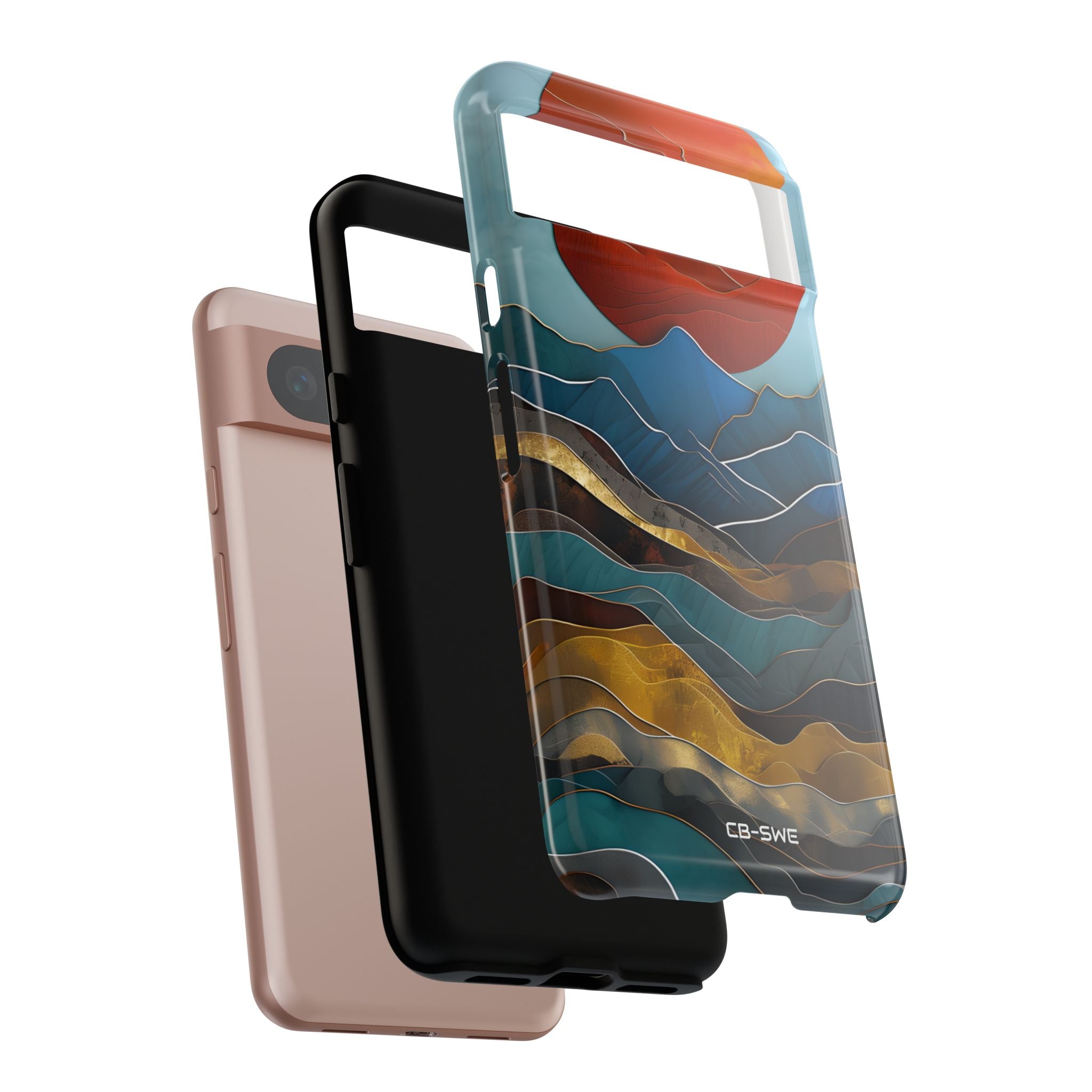 Sunset Geometry Waves - Google Pixel Case