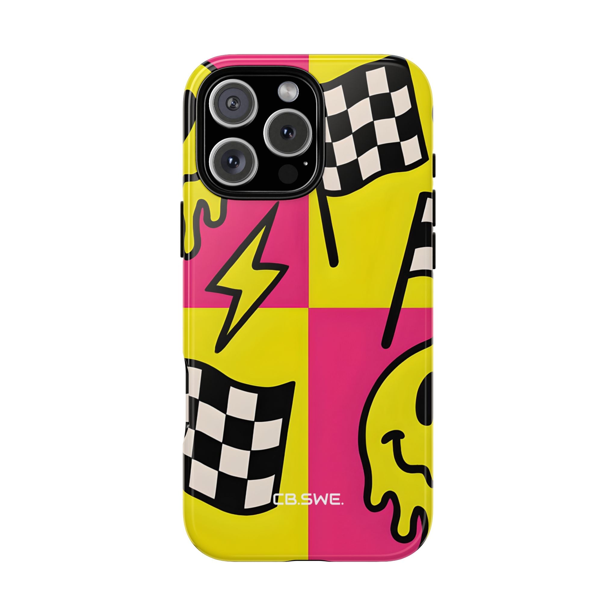 Vibrant Pop Art Smiling Faces and Lightning iPhone 16 - Tough