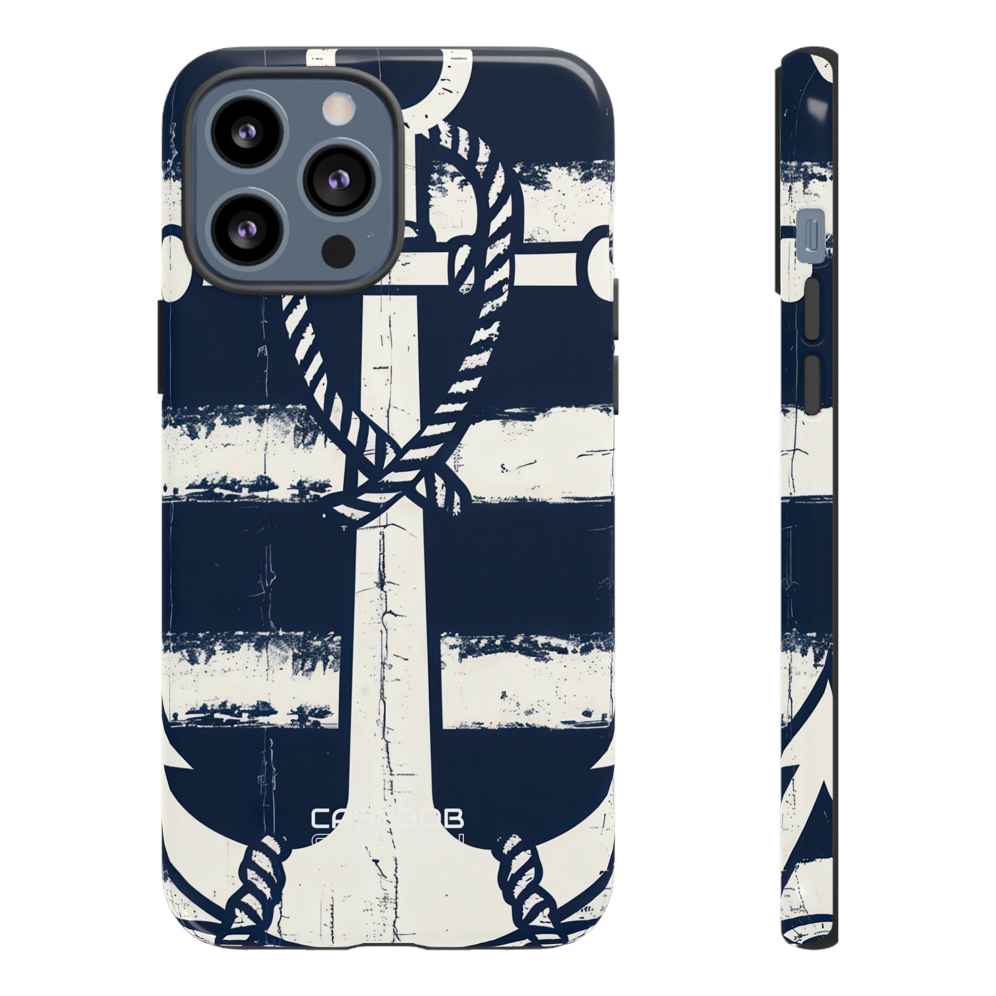 Navy Anchor Stripes iPhone 13 - Tough