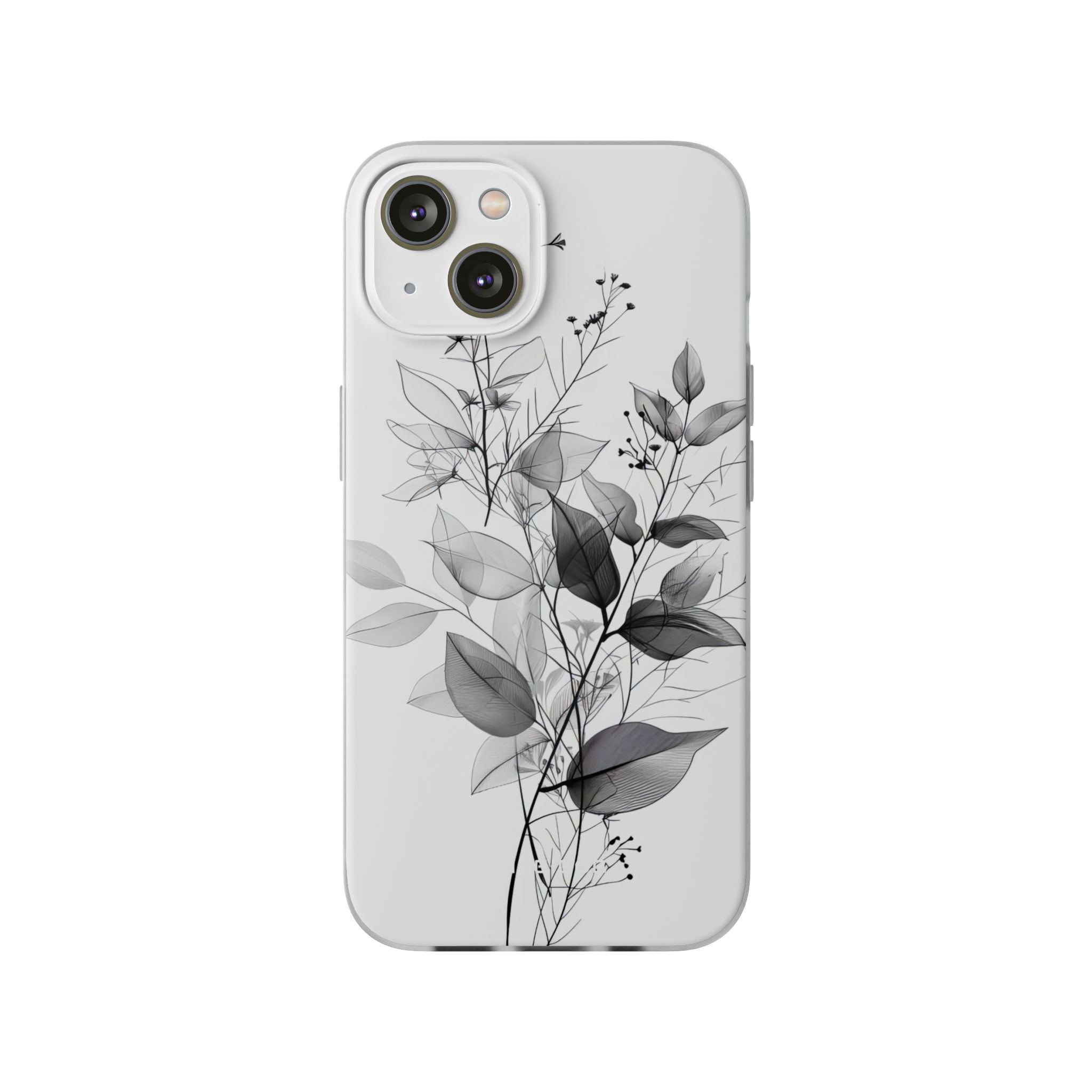 Veined Leaves Gray iPhone 14 Case - Soft