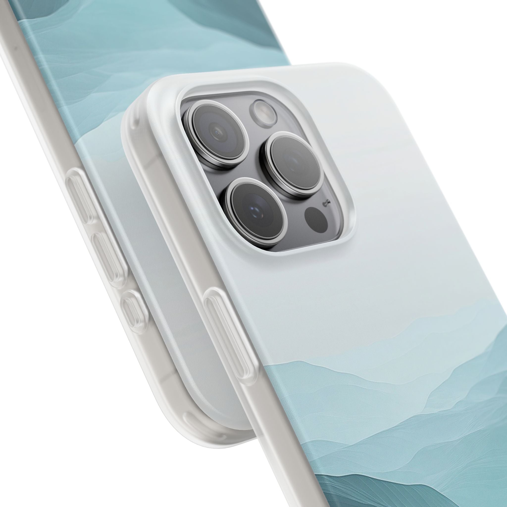 Teal Mist Mountains iPhone 15 Pro Max Case - Soft