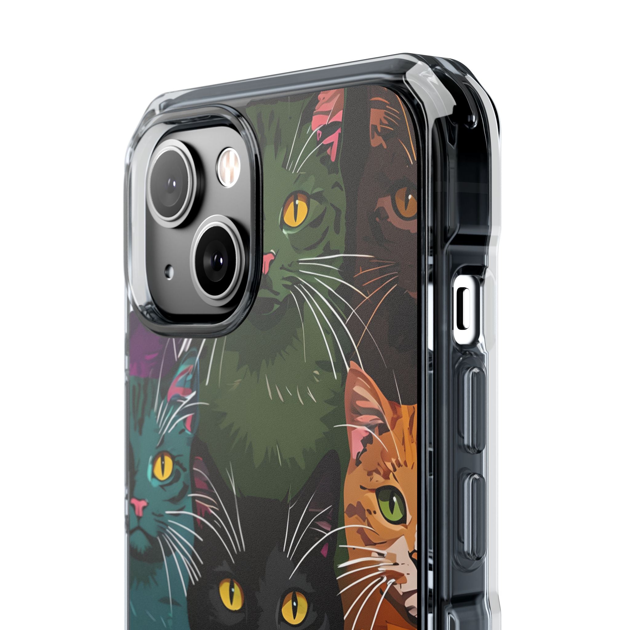 Colorful Stylized Cats Digital Art Mobile Wallpaper iPhone 14 - Impact Clear+