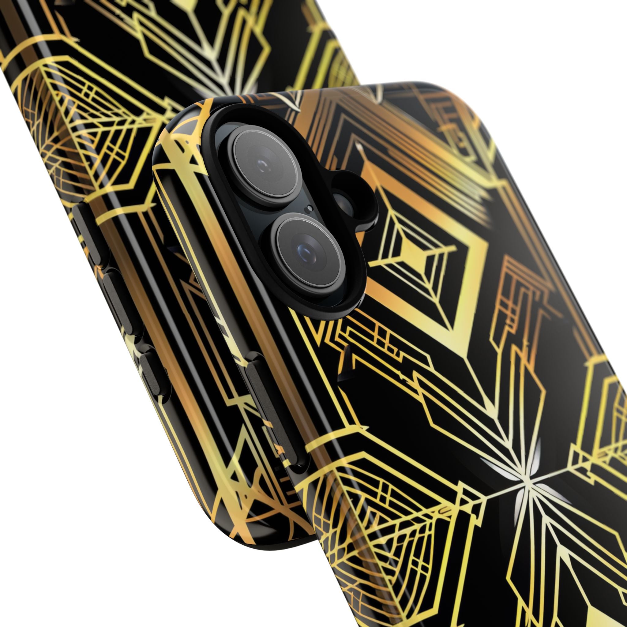Golden Geometric Symphony iPhone 16 - Tough
