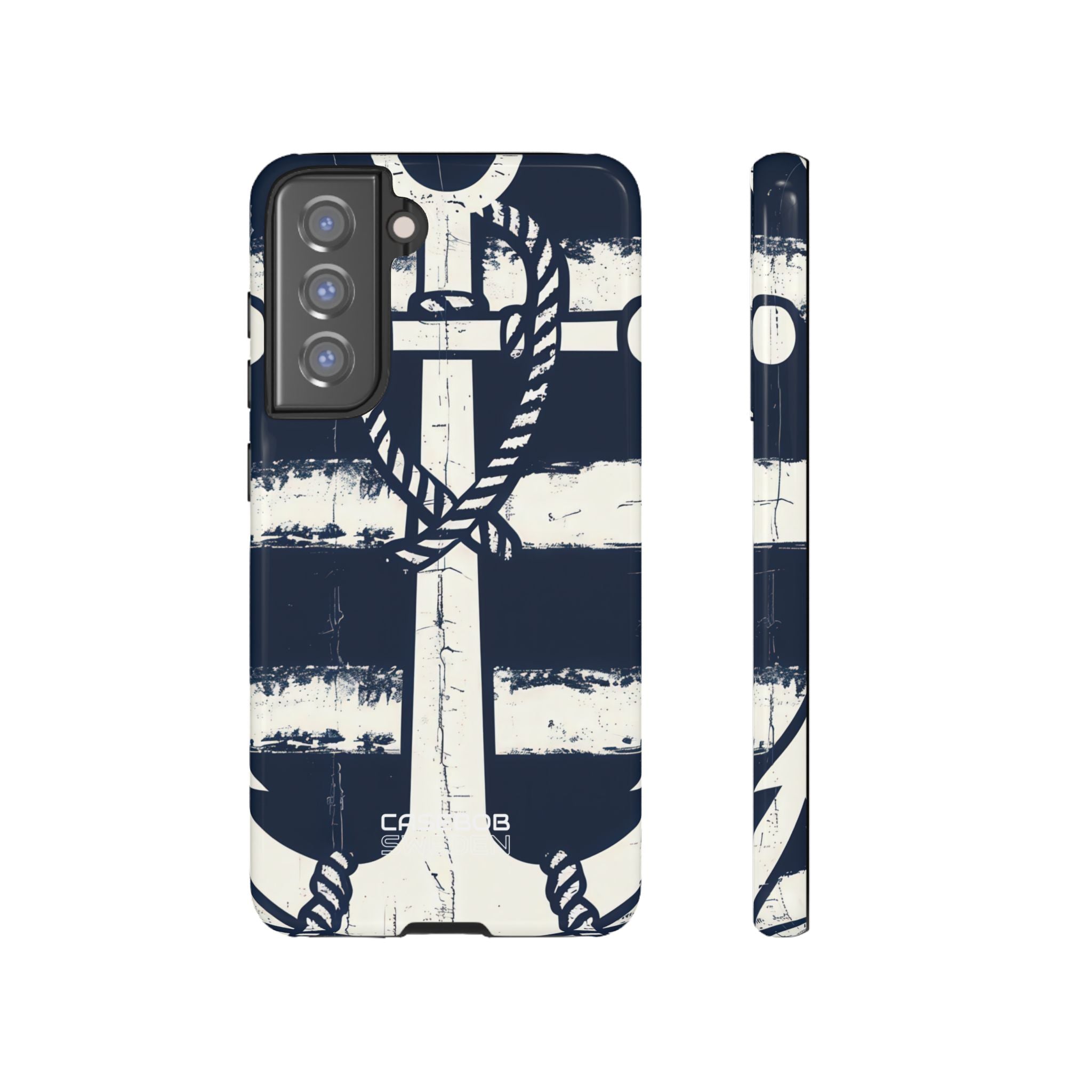 Navy Anchor Stripes Samsung S21 - Tough