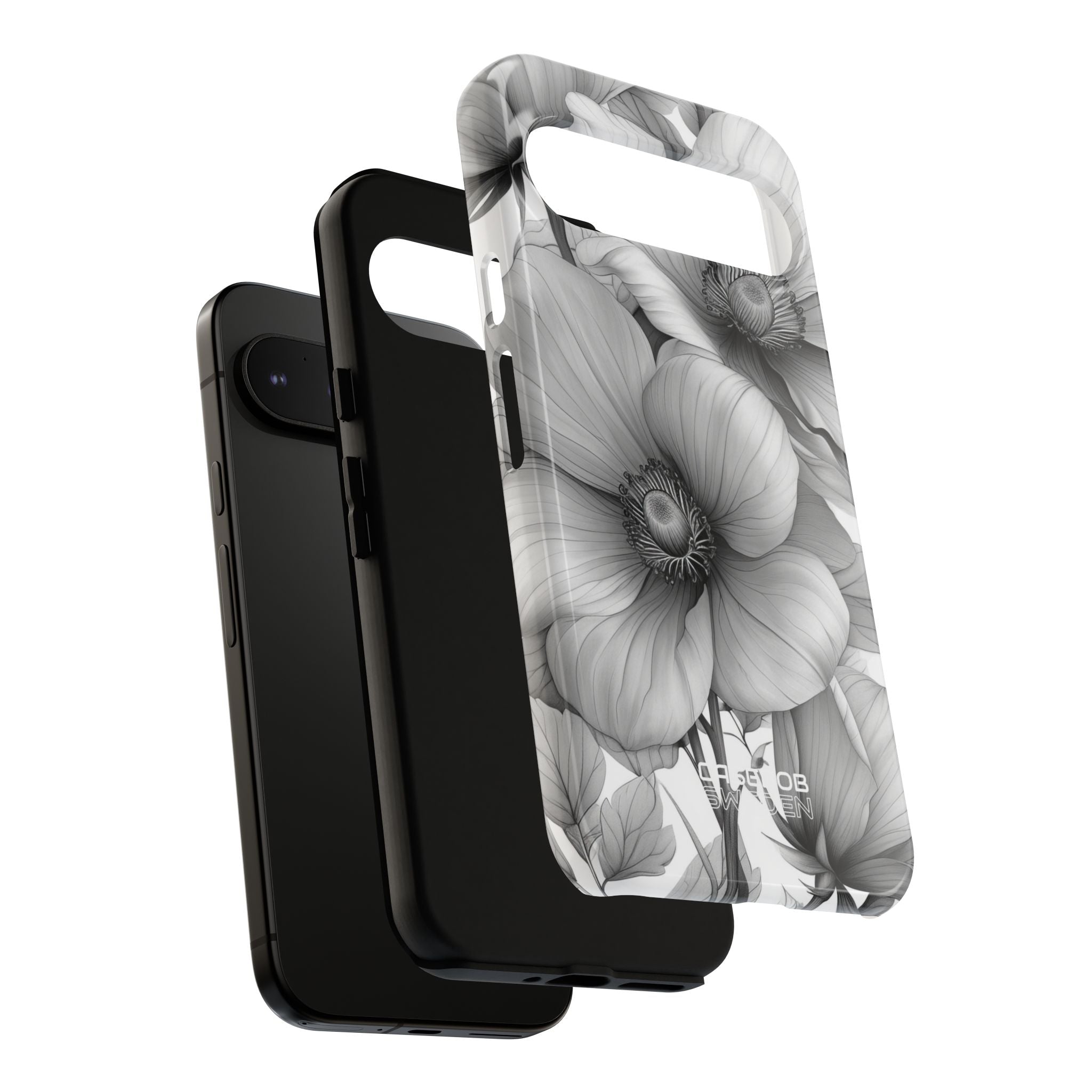 Grayscale Floral Harmony Google Pixel 9 - Tough