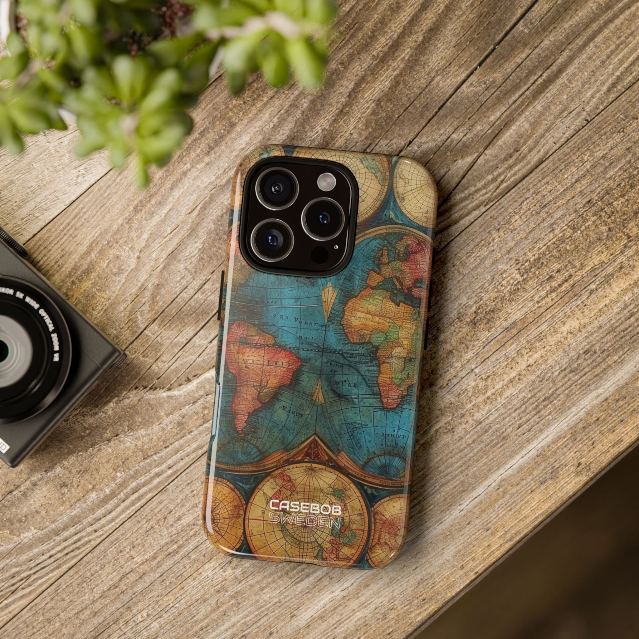 Vintage World Map iPhone 16 - Tough