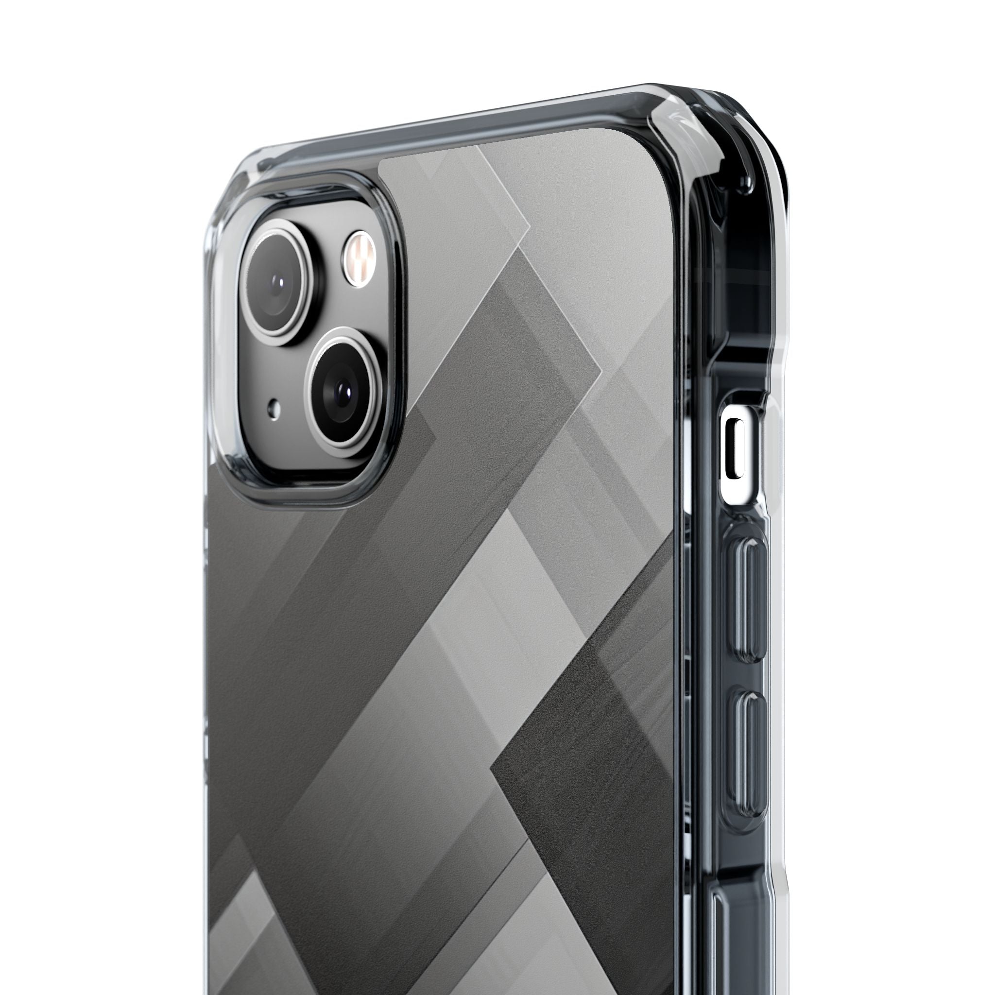 Grayscale Geometric Layers iPhone 14 - Impact Clear+