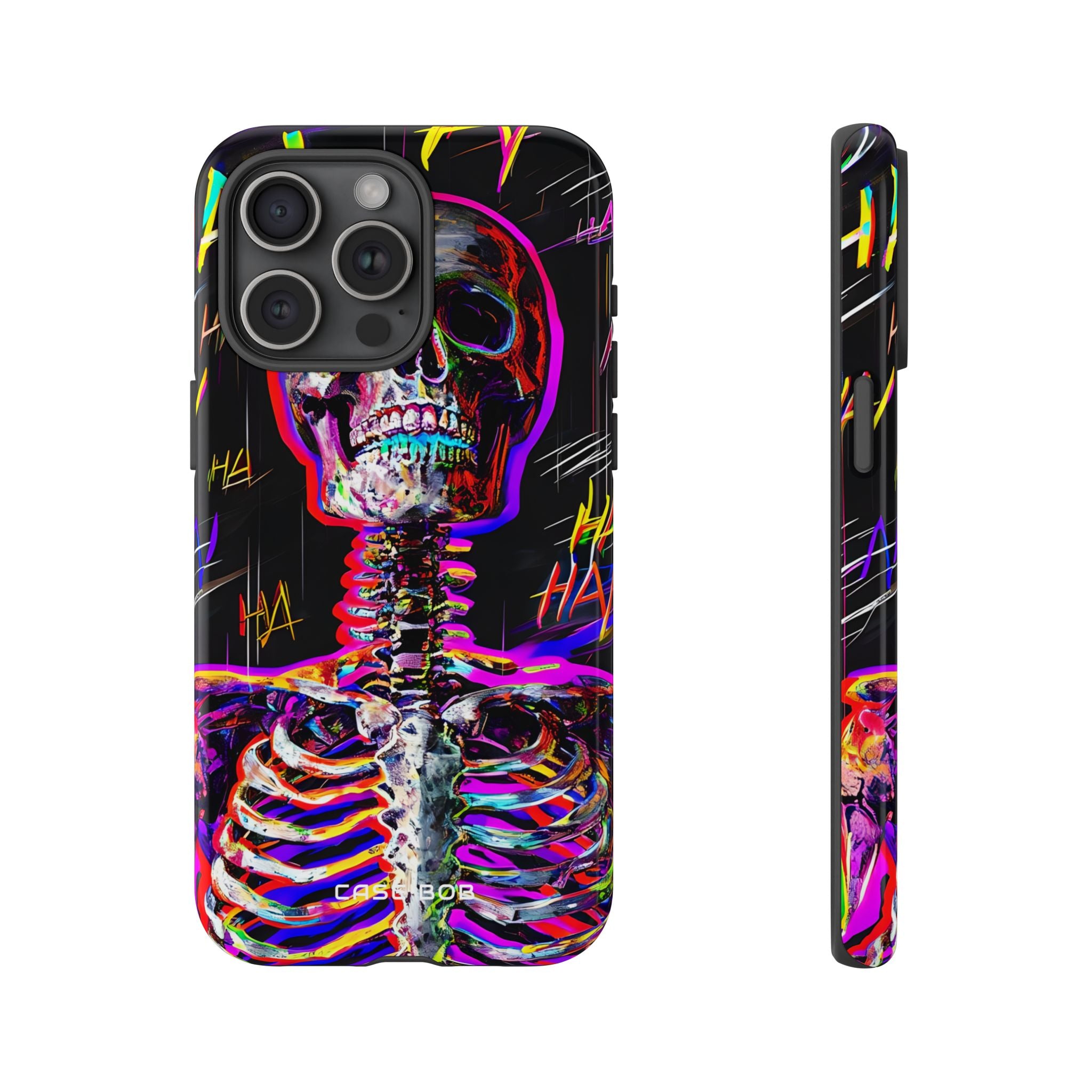 Neon Skeleton Laugh iPhone 15 Pro Max Case - Tough