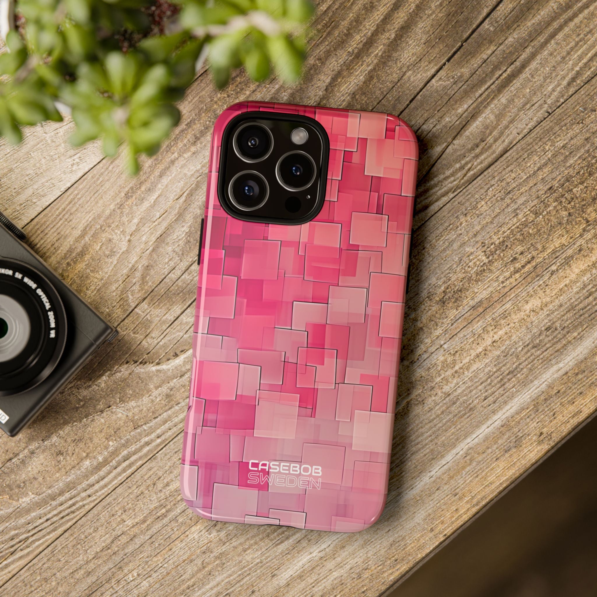 Gelaagde roze geometrie iPhone 16 - Tough