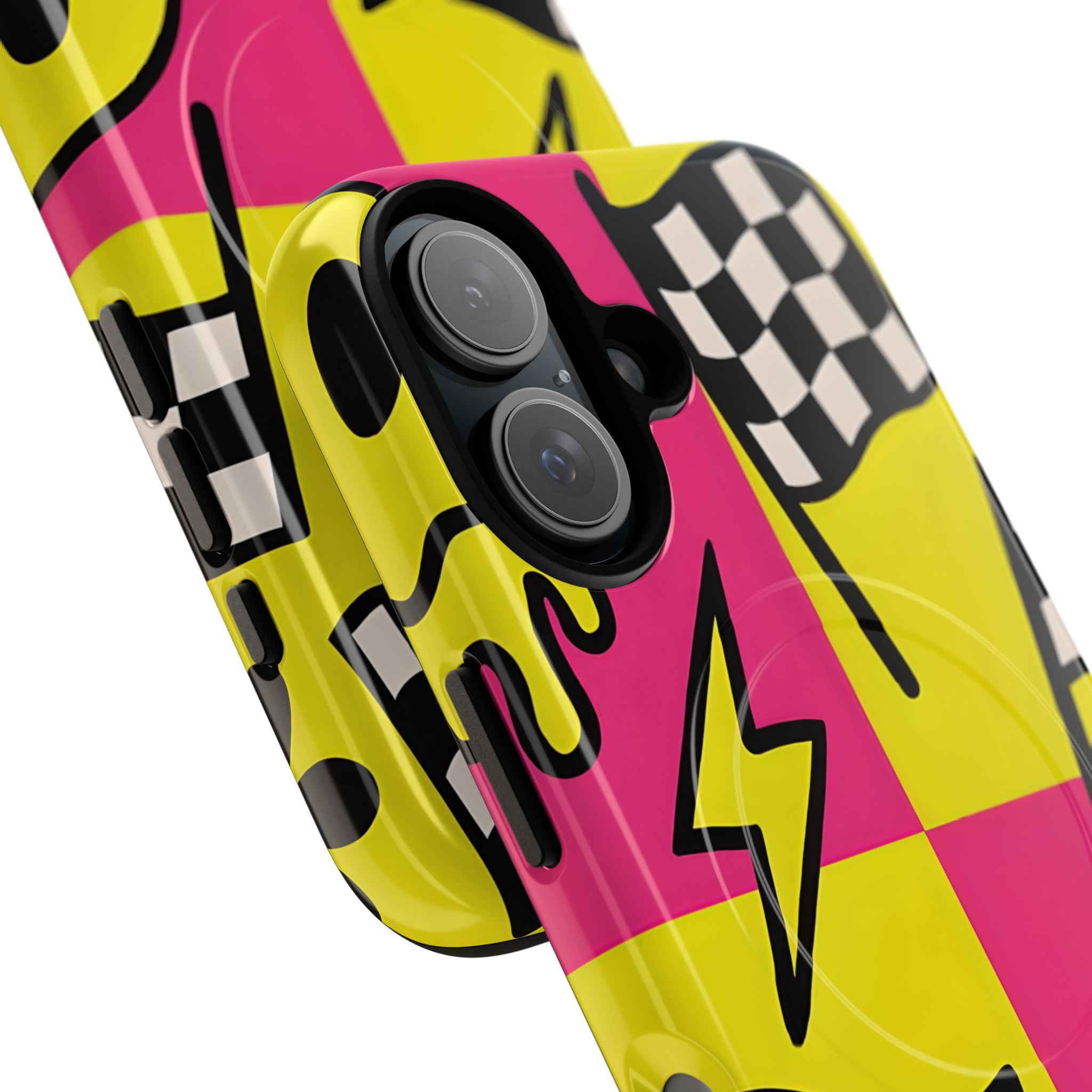 Vibrant Pop Art Smiling Faces and Lightning iPhone 16 - Tough+