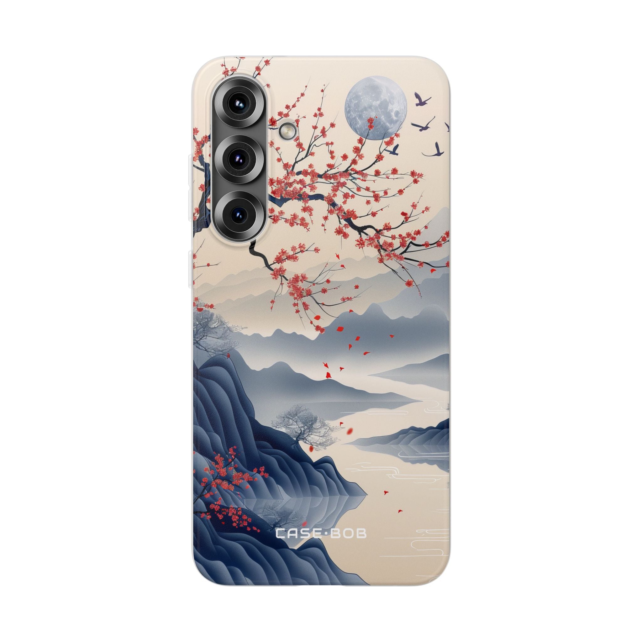 Crimson Blossom Moon Samsung S25 Plus Case - Soft