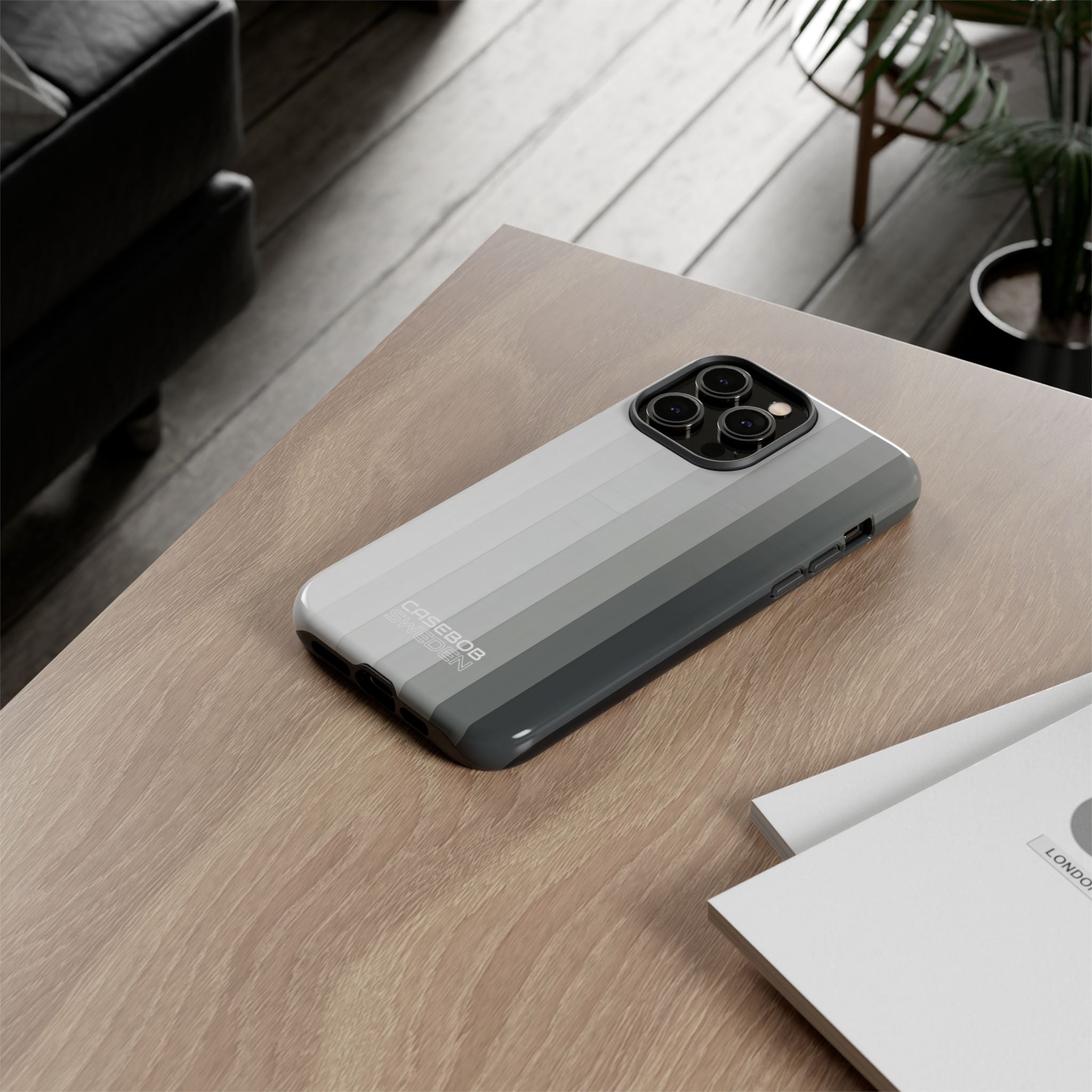 Silver Gradient Stripes iPhone 14 - Tough
