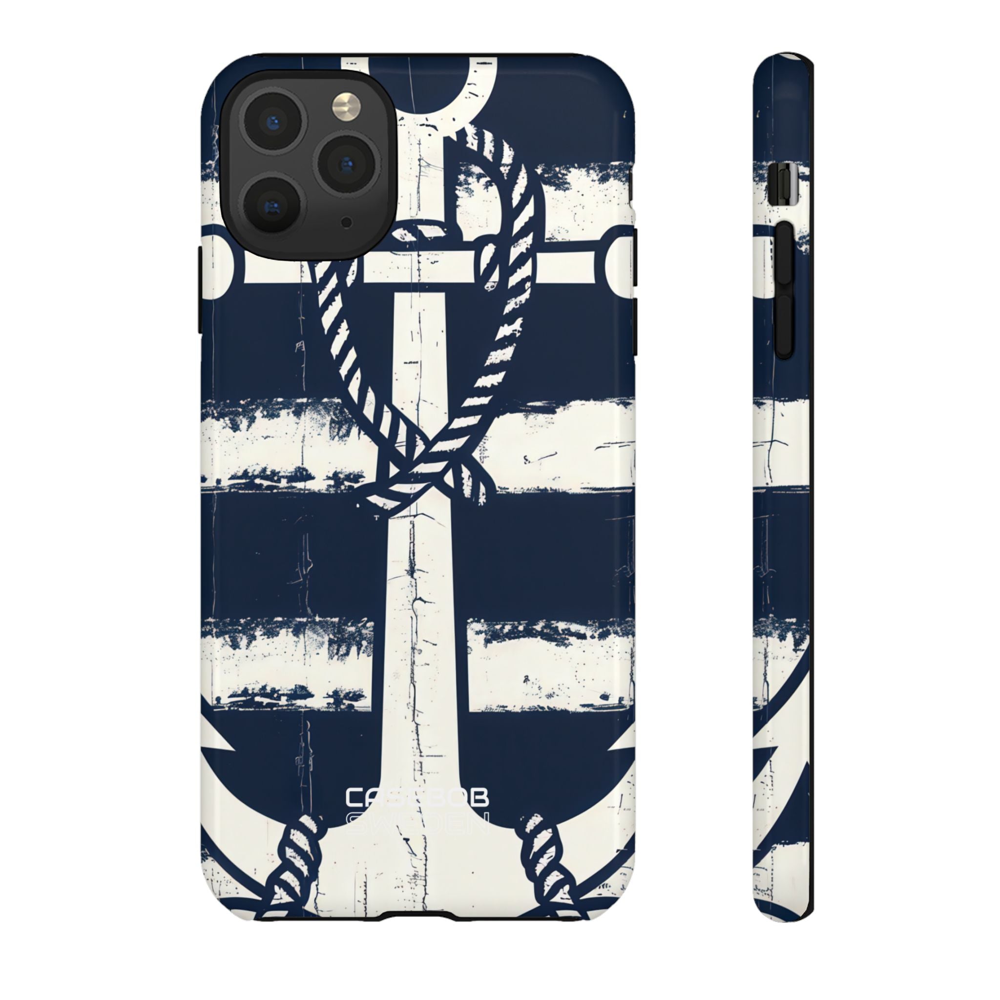 Navy Anchor Stripes iPhone 11 - Tough