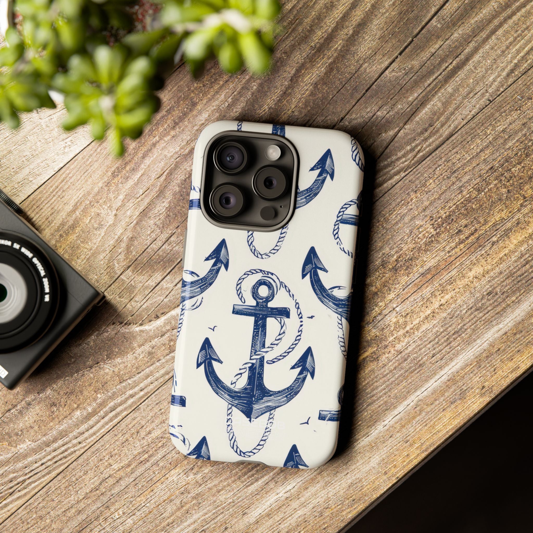 Arazzo con Ancora Blu Navy iPhone 15 - Tough