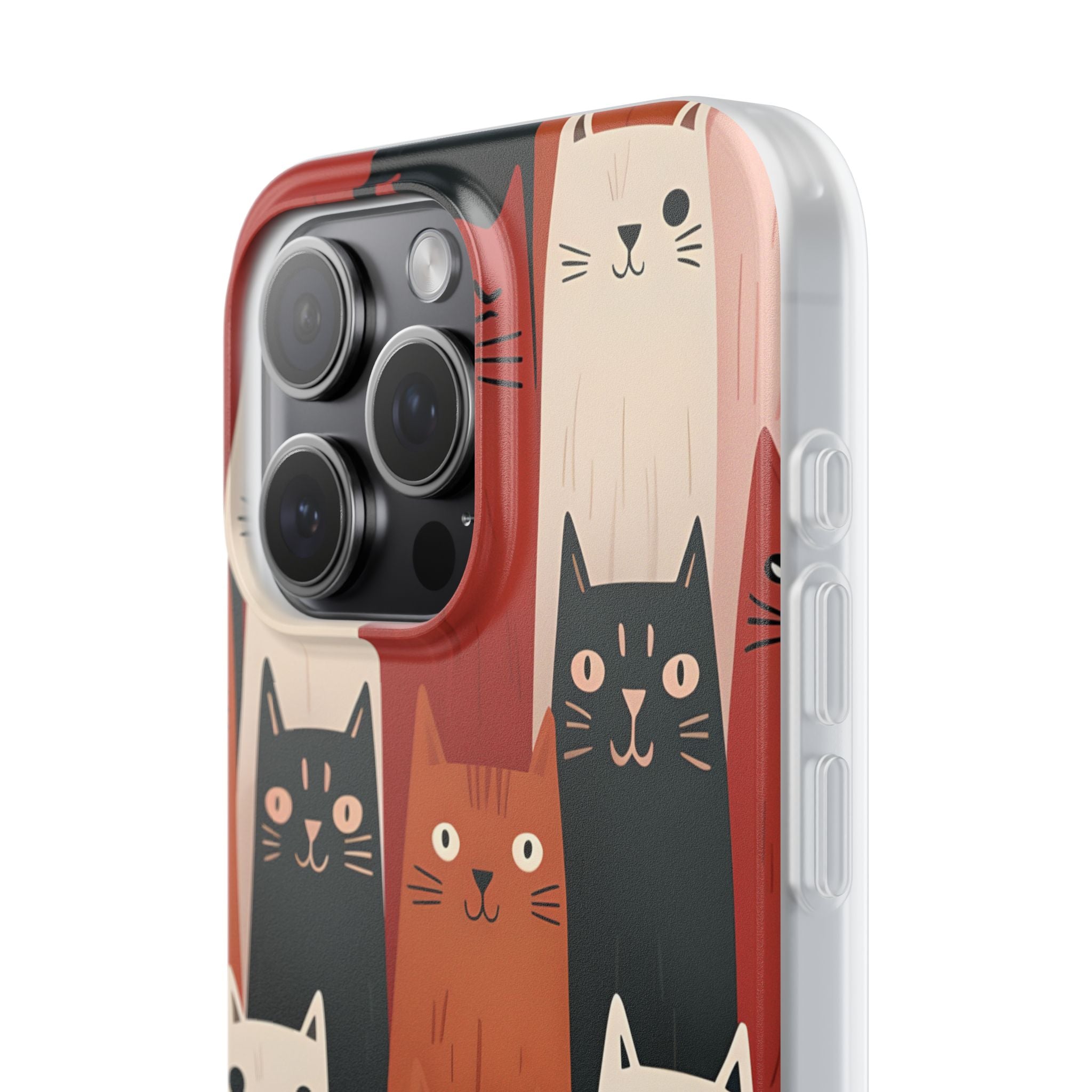 Elongated Cats Black iPhone 15 Pro Max Case - Soft
