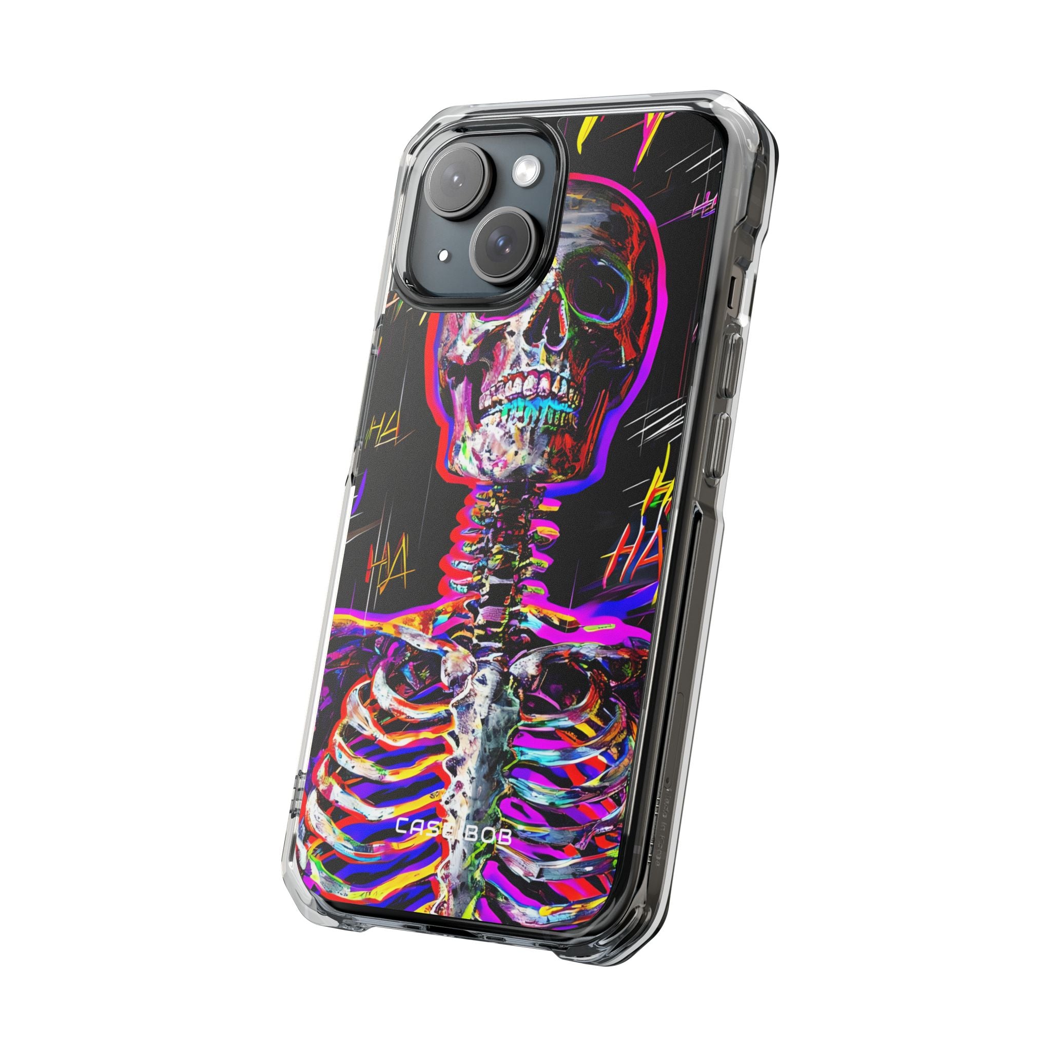 Neon Skeleton Laughter iPhone 15 Case - Impact