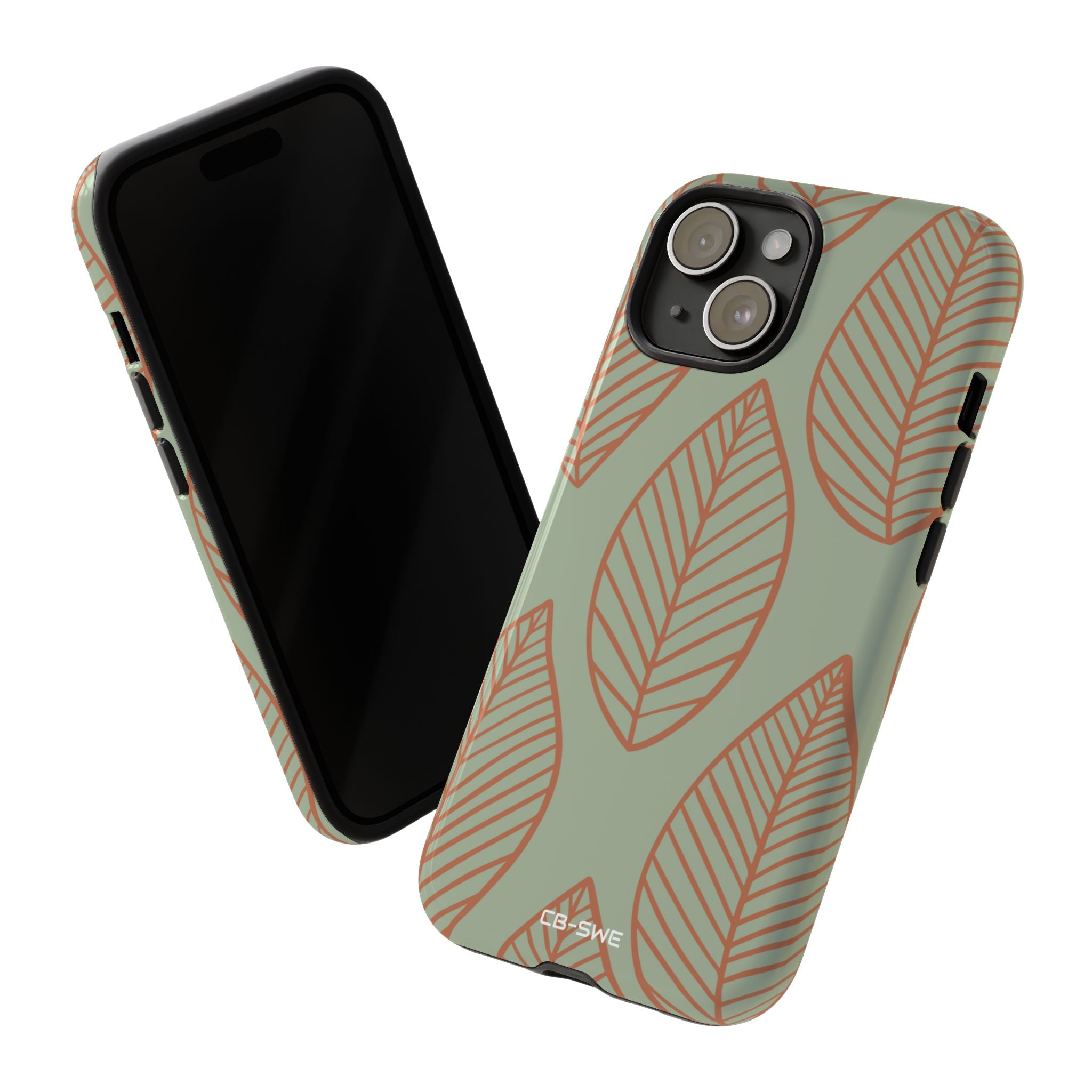 Mint and Orange Leaves - iPhone Case