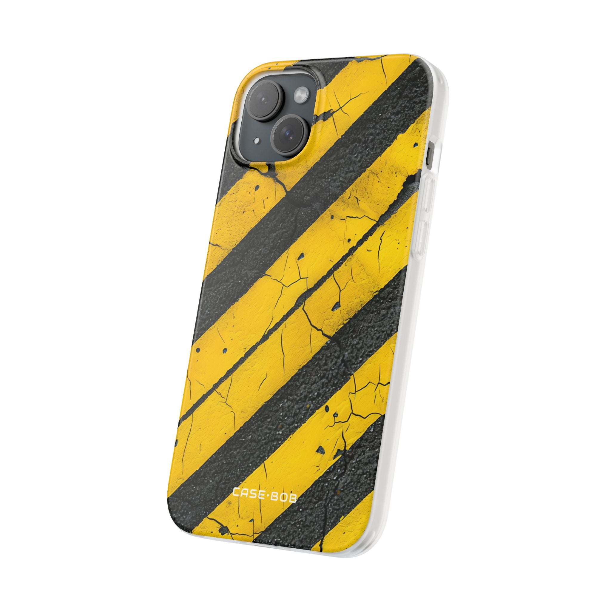 Yellow Stripe Distress iPhone 15 Plus Case - Soft