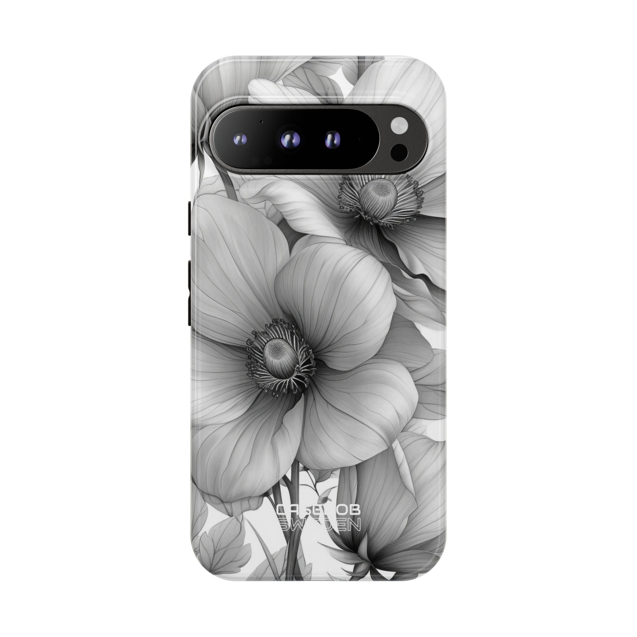 Grayscale Floral Harmony Google Pixel 9 - Tough