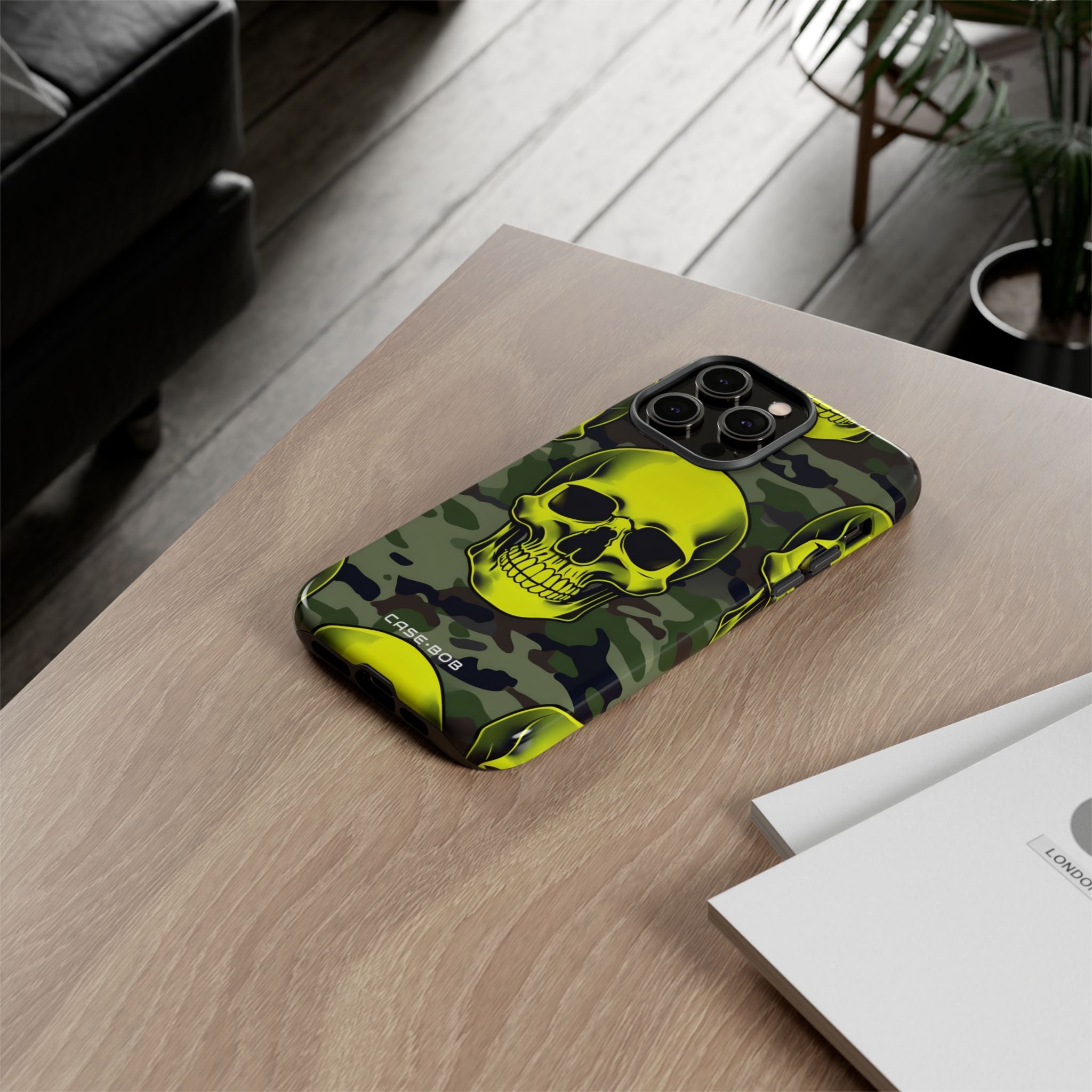 Neon Skull Camo iPhone 14 Pro Max Case - Tough