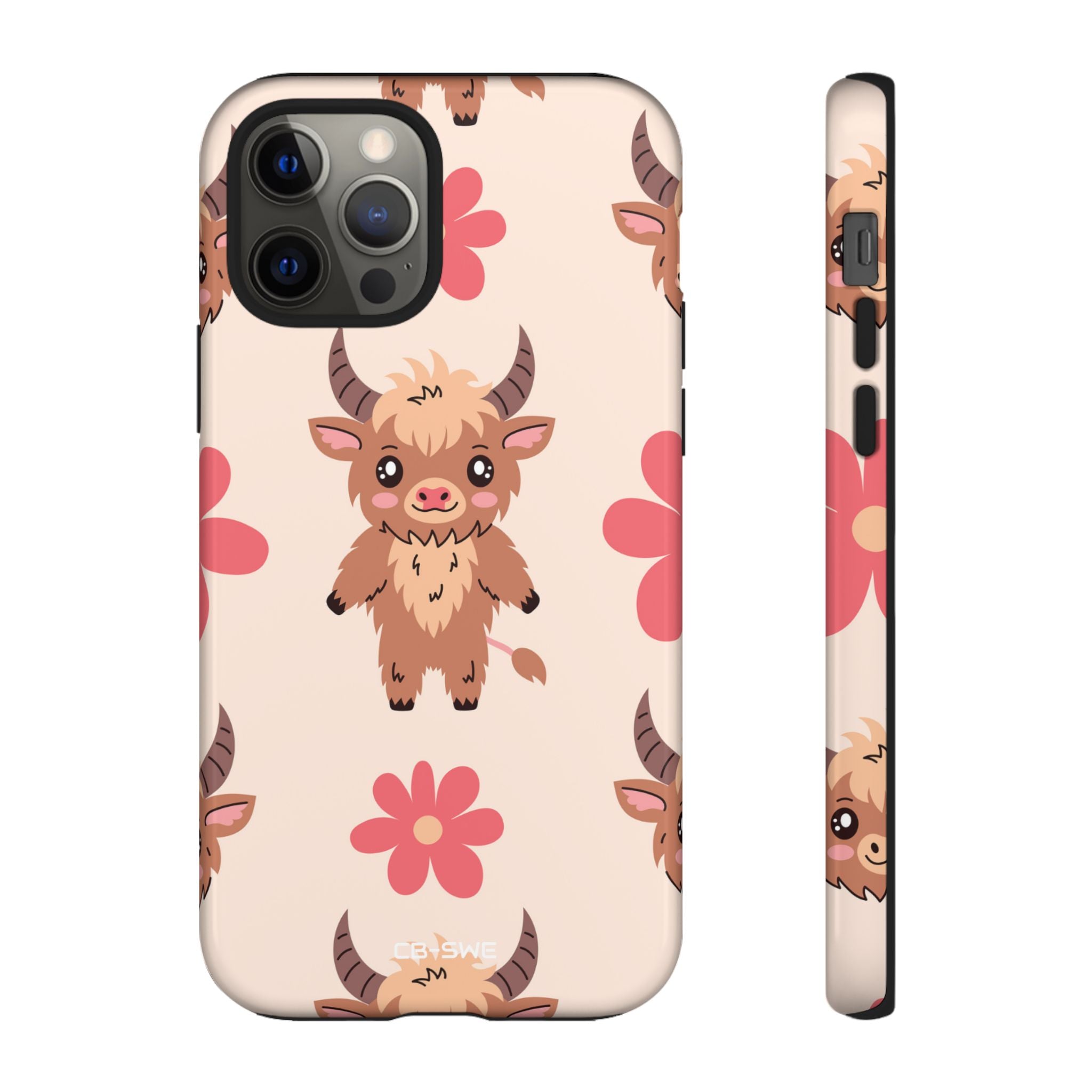 Cute Cattle & Flowers - iPhone Case