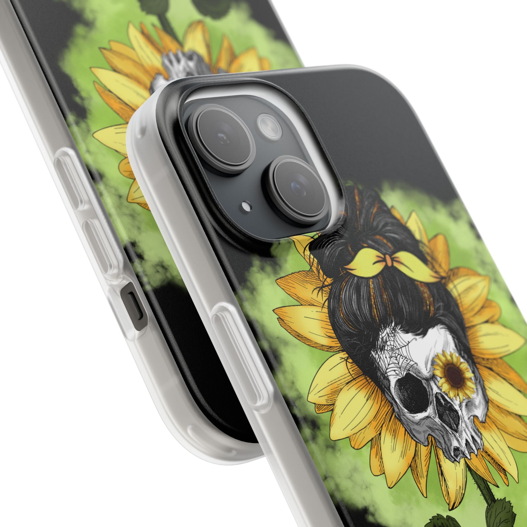 Sunflower Skull iPhone 15 Case - Soft