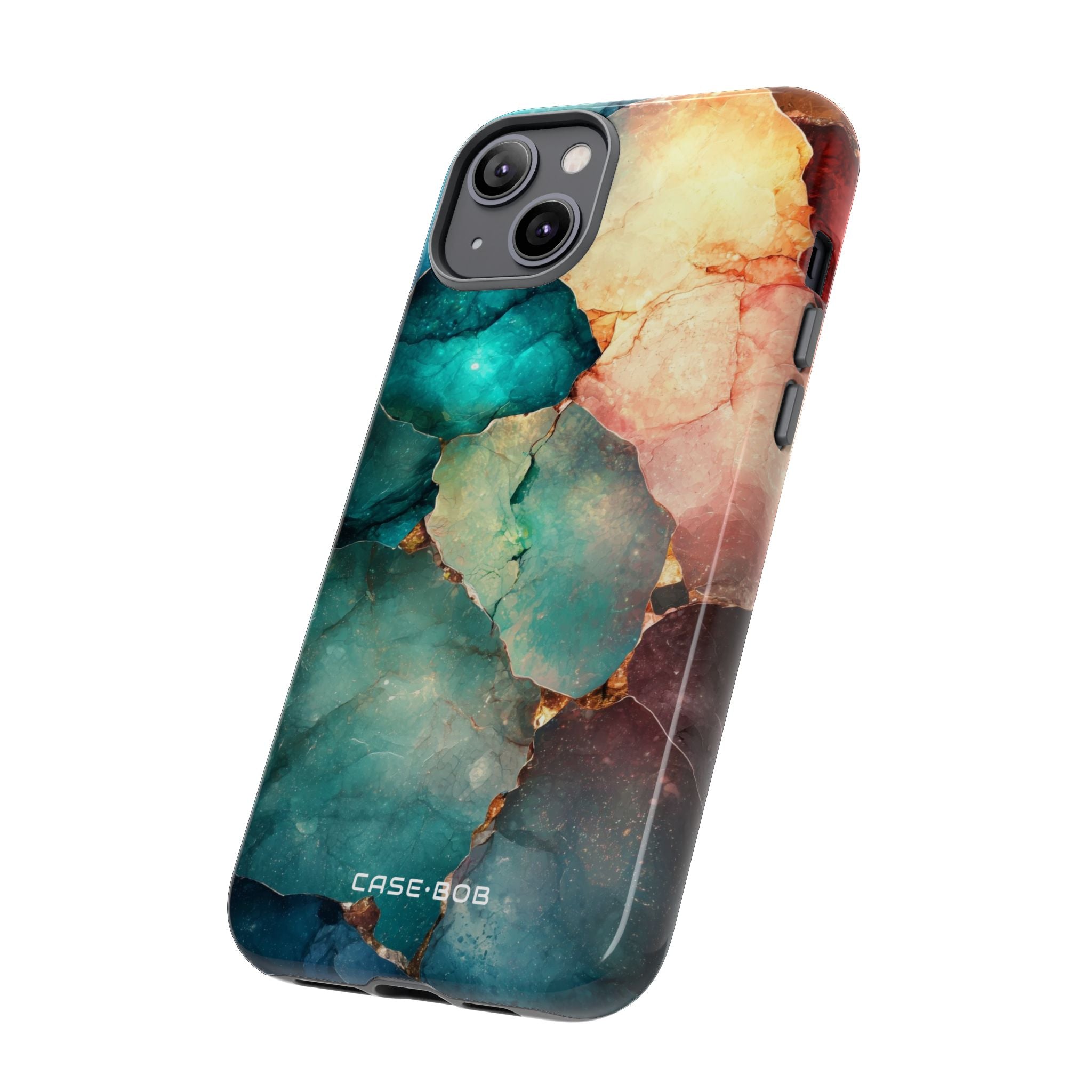 Teal Mosaic Veins iPhone 14 Plus Case - Tough