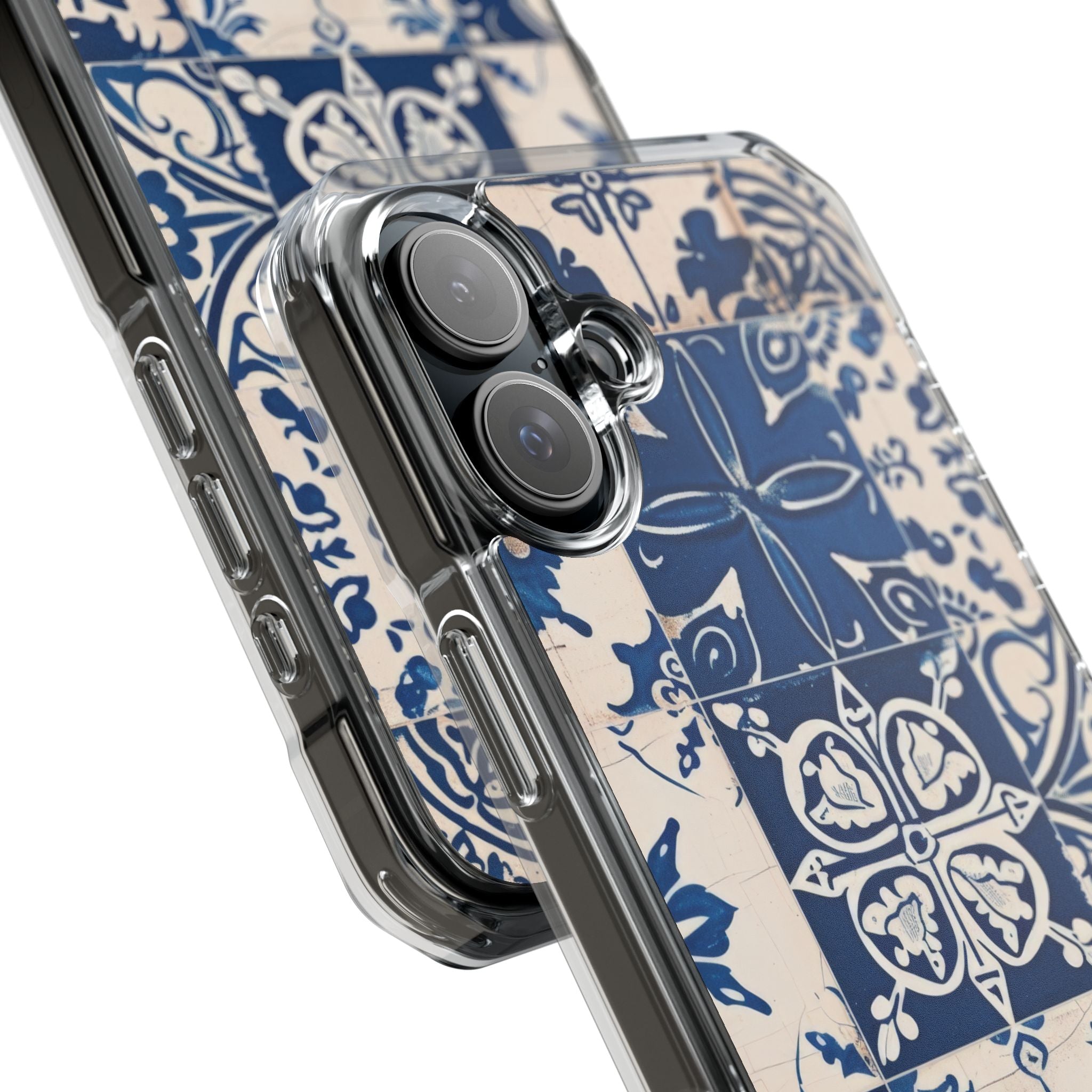 Ornate Blue Tiles iPhone 16 - Impact Clear+