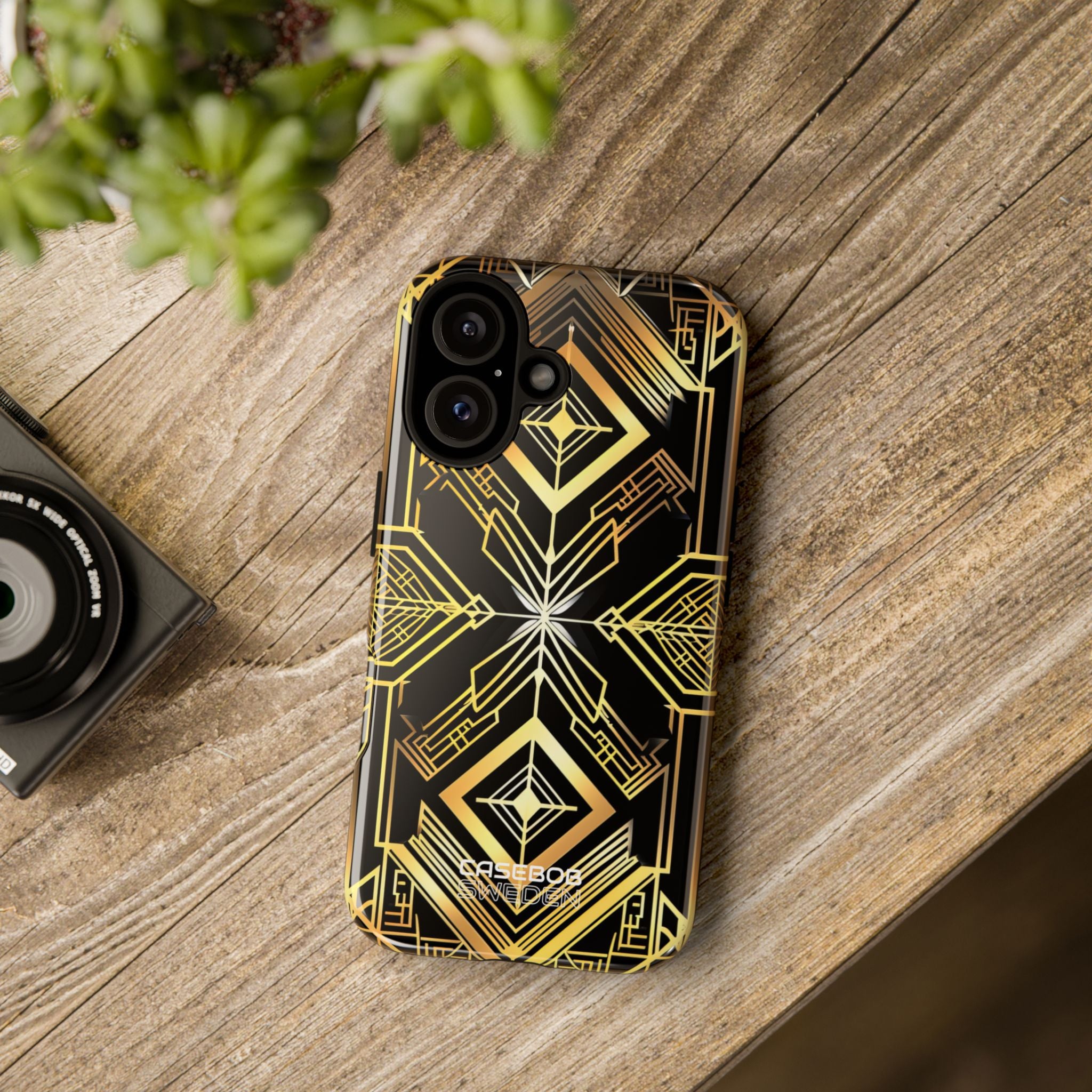 Golden Geometric Symphony iPhone 16 - Tough