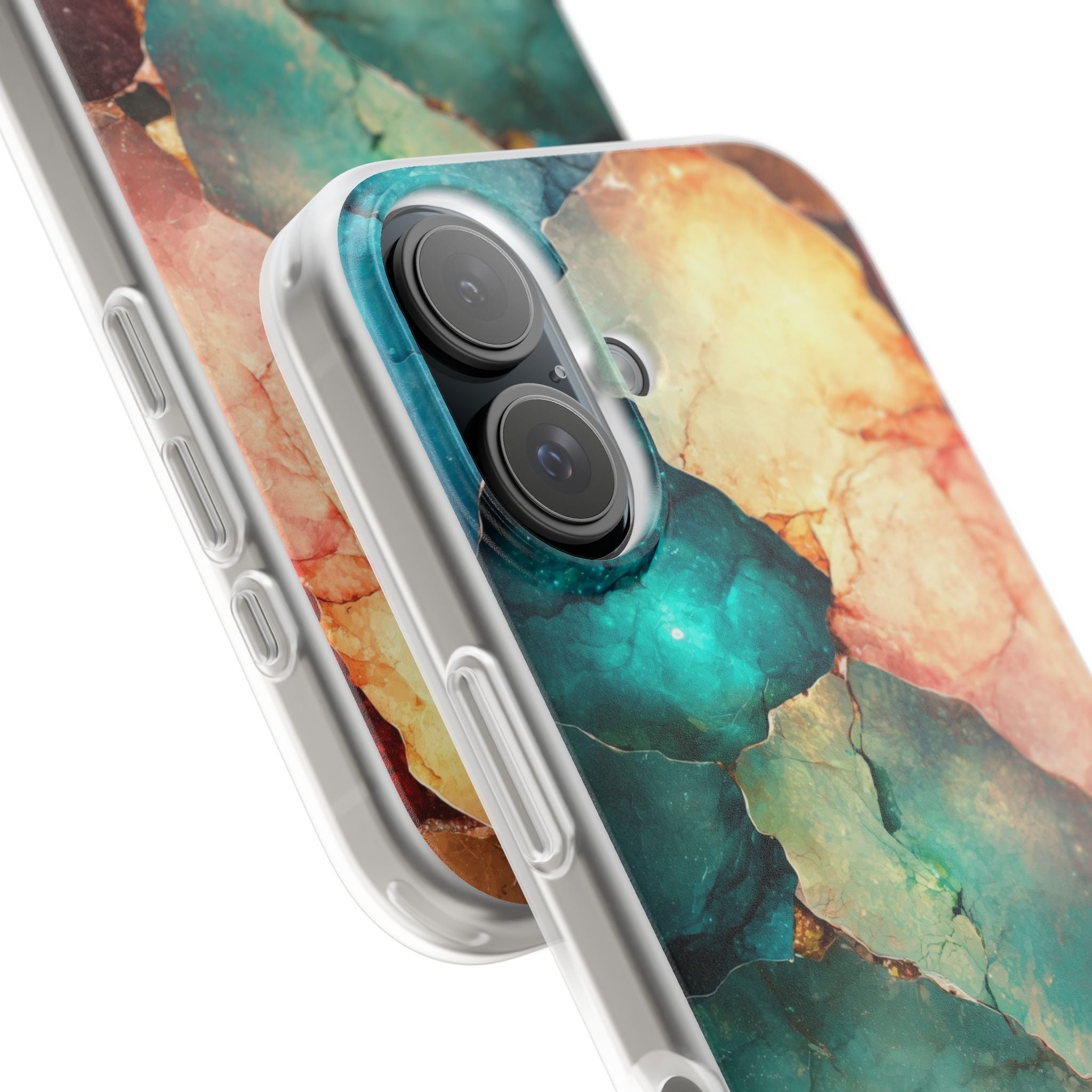 Teal Mosaic Veins iPhone 16 Case - Soft