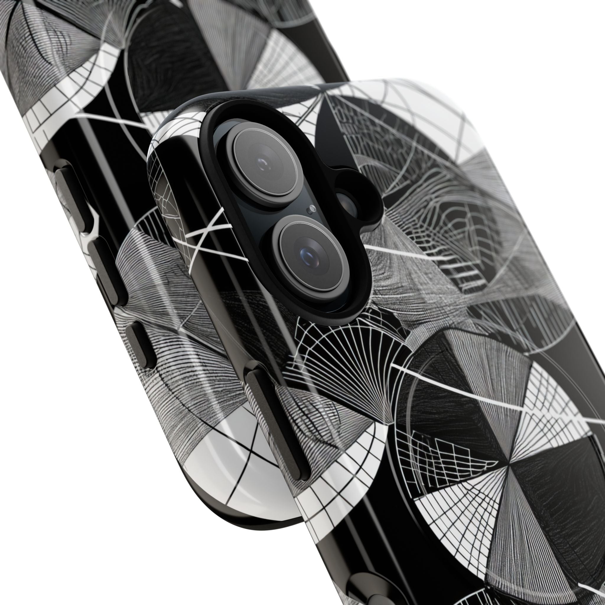 Monochrome Circle Maze iPhone 16 - Tough+