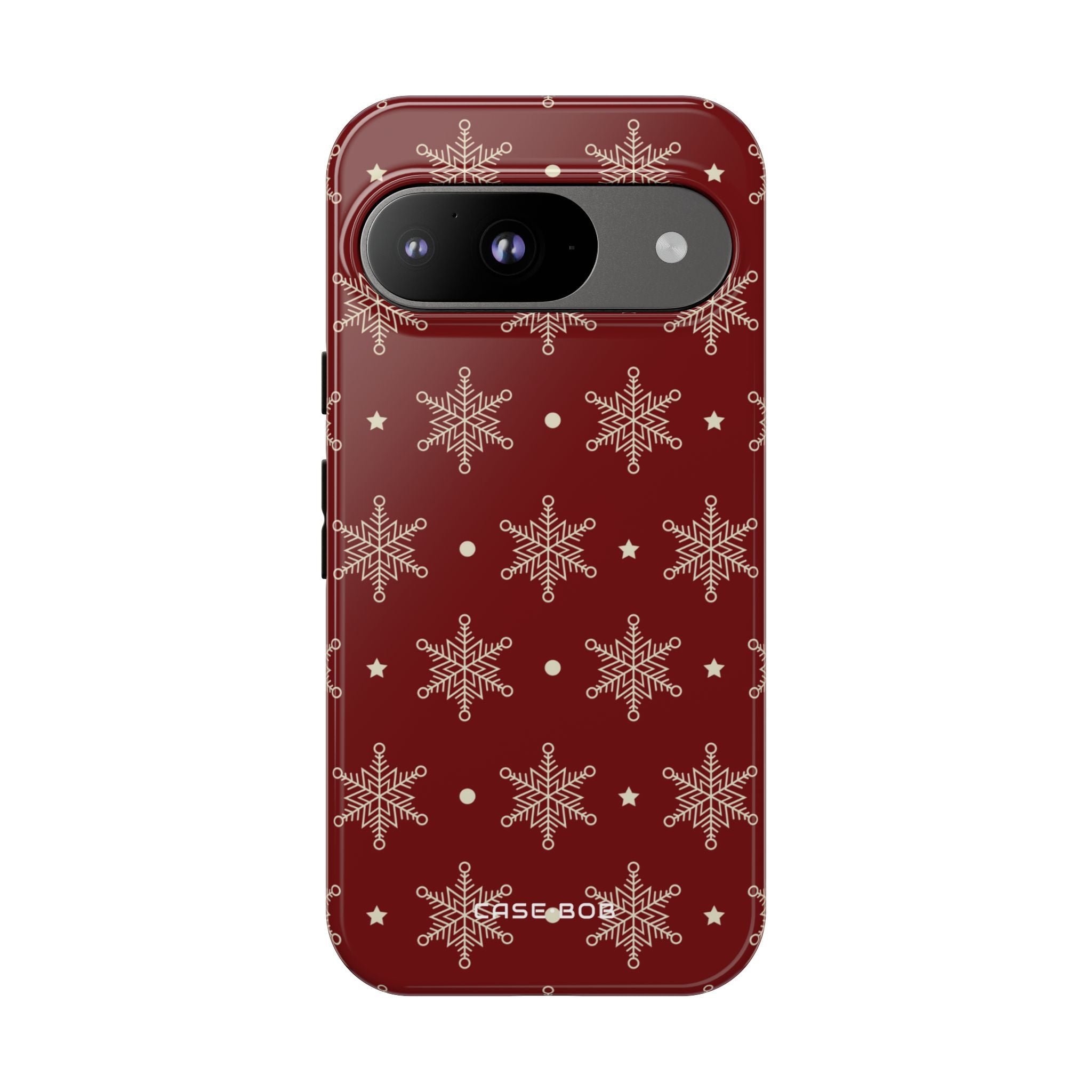 Cream Snowflake Crimson Google Pixel 9 Case - Tough
