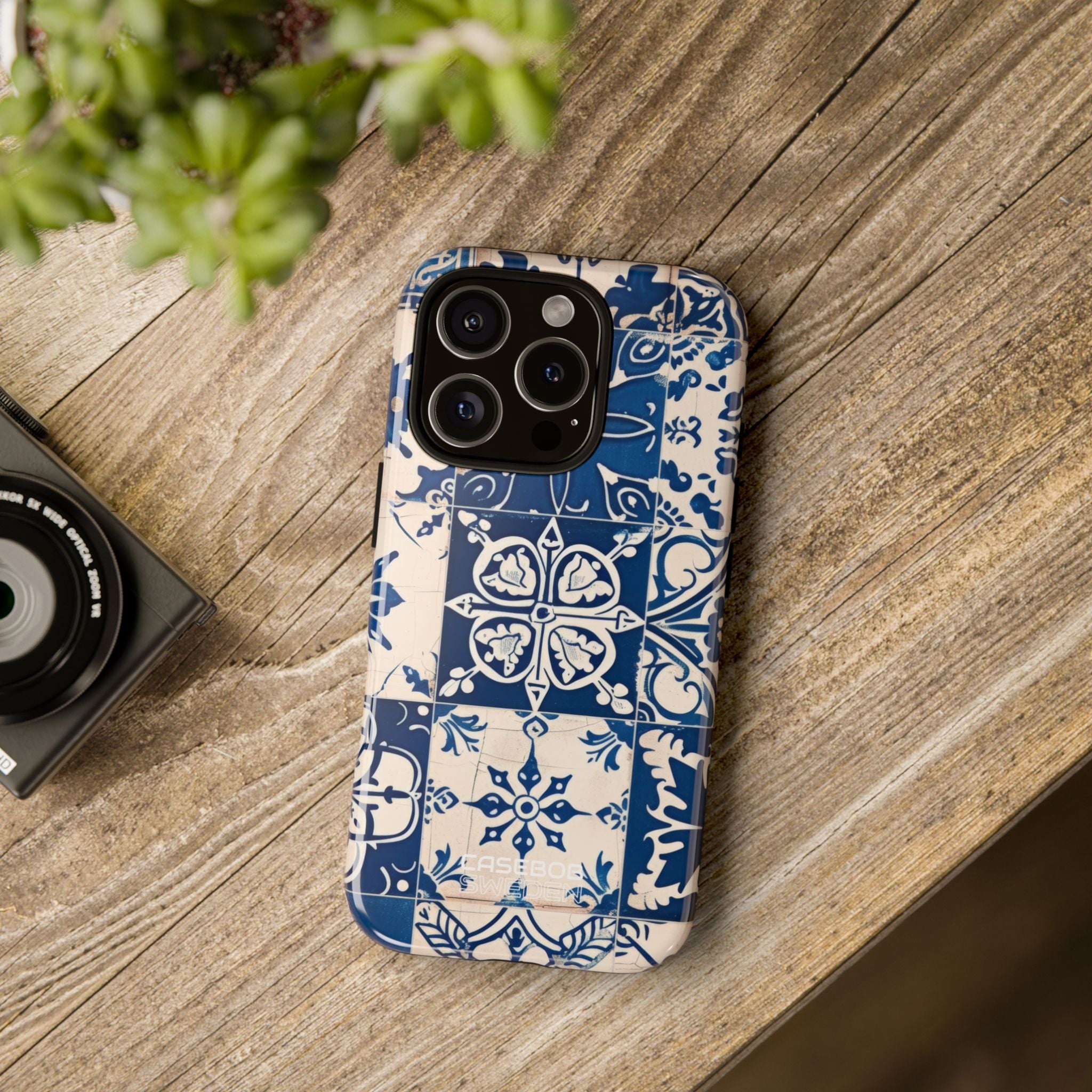 Ornate Blue Tiles iPhone 16 - Tough