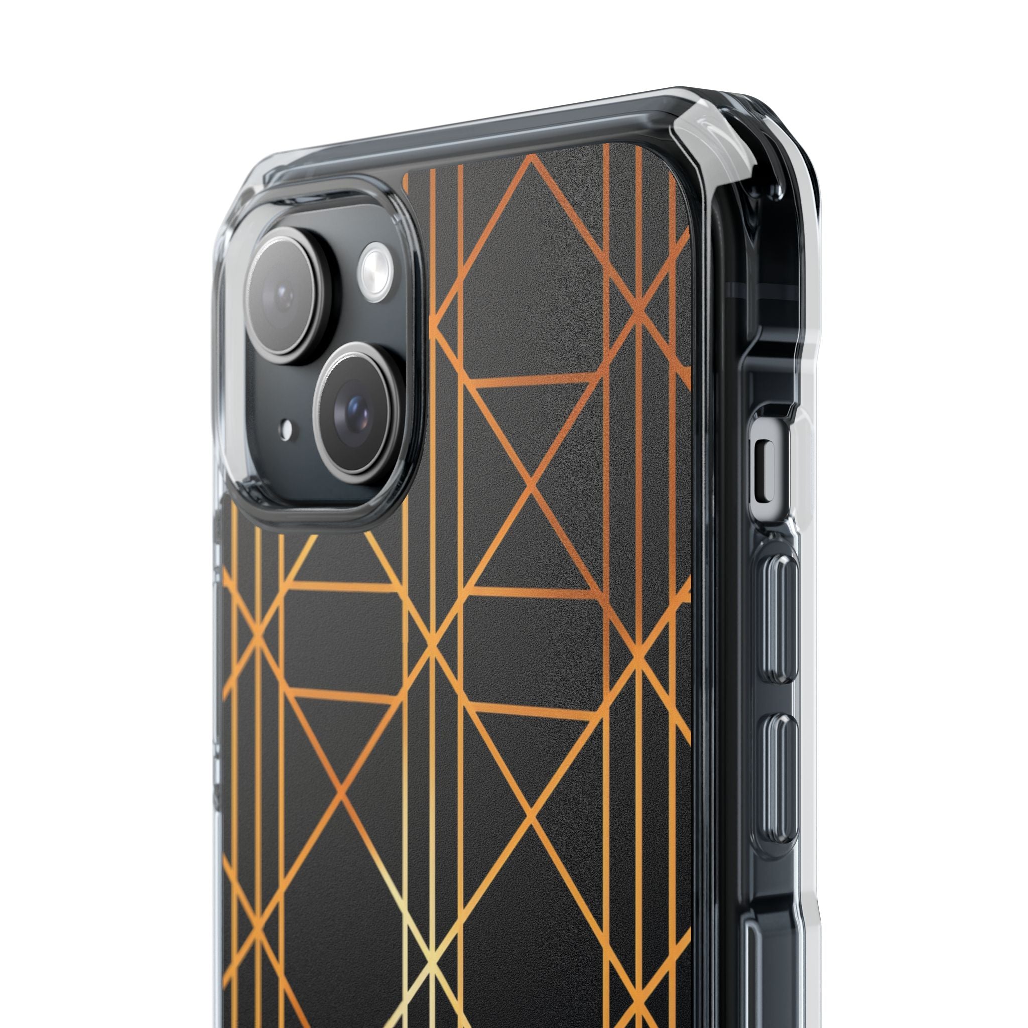 Golden Geometric Elegance iPhone 15 - Impact Clear+
