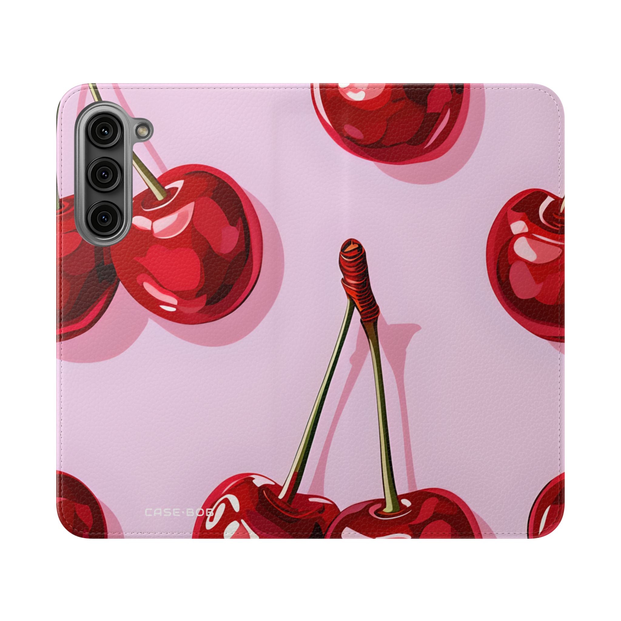 Kiiltävä Kirsikan Hehku - Samsung S23+ -puhelimen suojakotelo - Lompakkotyyli