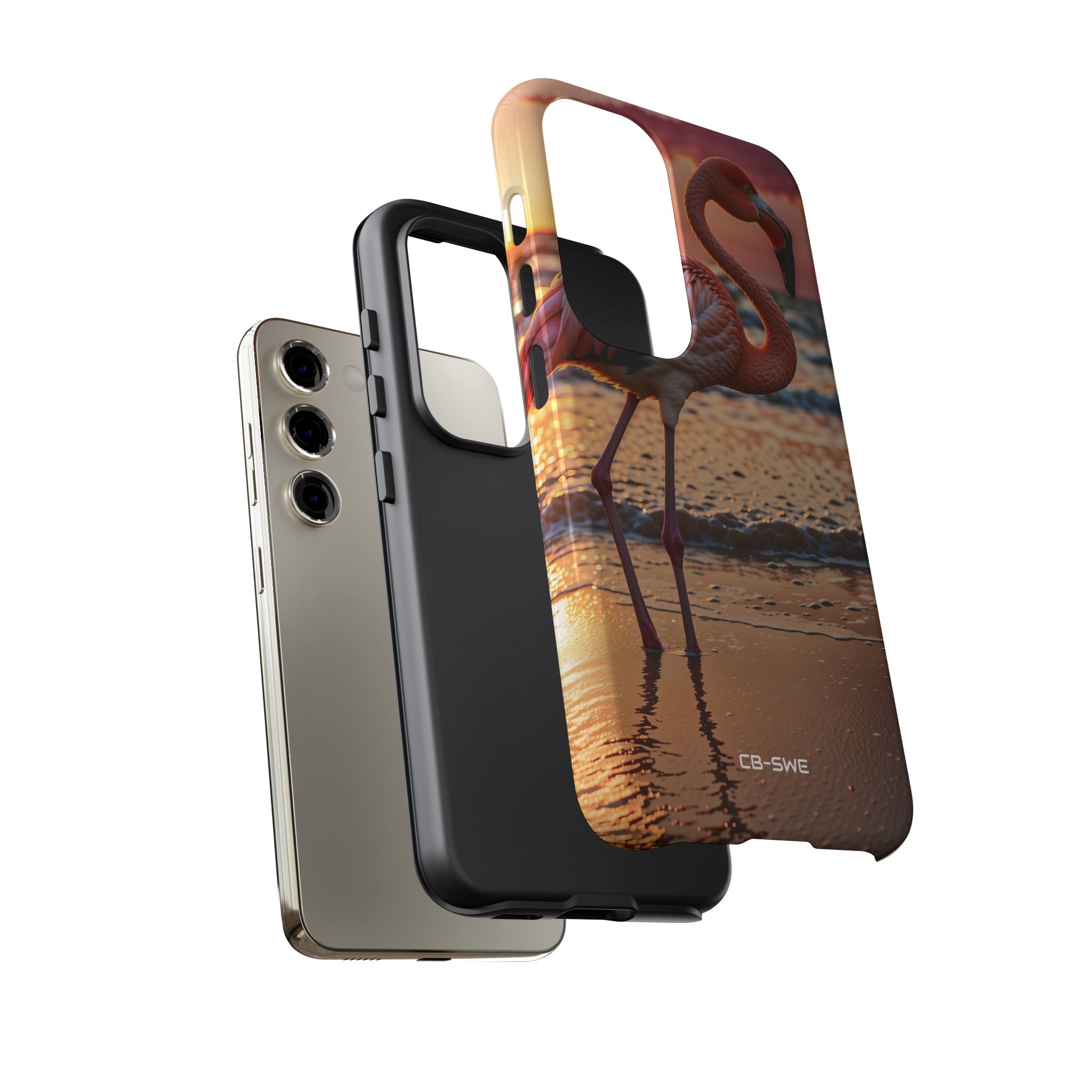 Sunset Flamingo Stand - Samsung Case